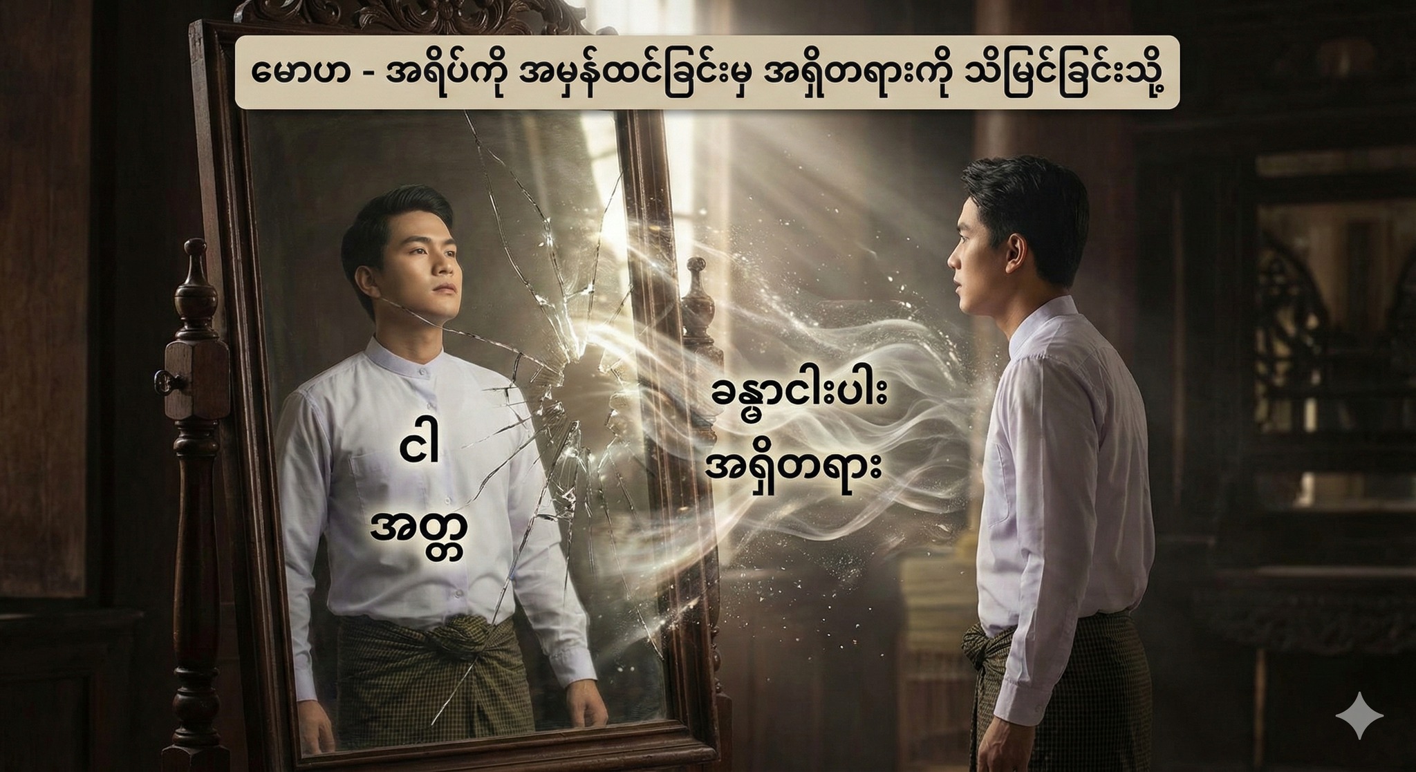 မောဟ – အရိပ်ကို အမှန်ထင်ခြင်းမှ အရှိတရားကို သိမြင်ခြင်းသို့