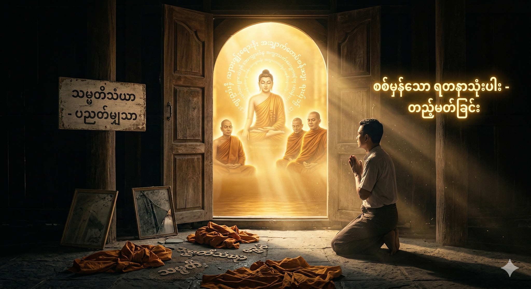 သမ္မုတိသံဃာ ပညတ်ကို ပယ်ဖျက်၍ စစ်မှန်သော ရတနာသုံးပါးကို တည့်မတ်ခြင်း