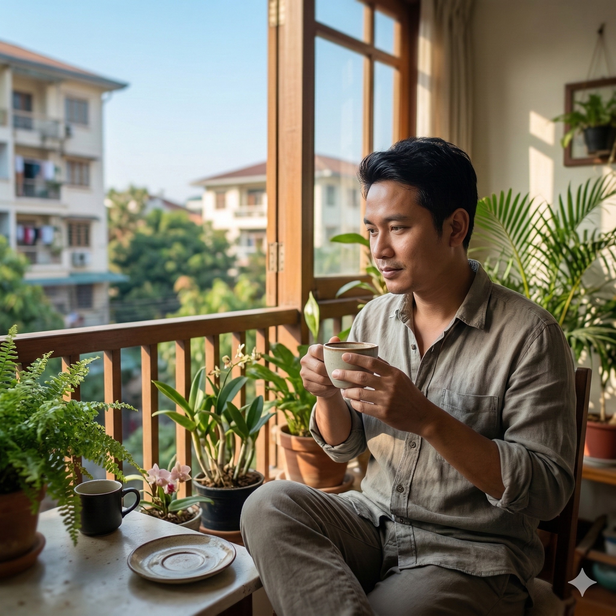 ကော်ဖီတစ်ခွက်၊ အတွေးတစ်ချက်နဲ့ ကိုယ်ပိုင်မရှိတဲ့ ပိတ်ရက်မနက်ခင်း