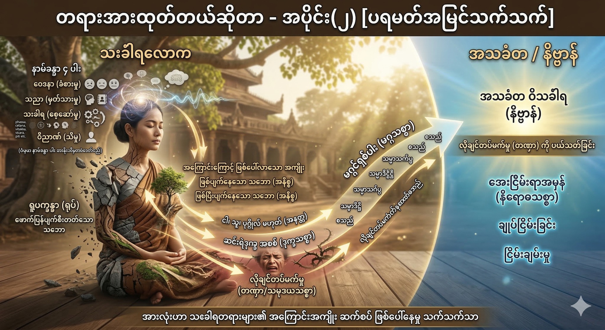 တရားအားထုတ်တယ်ဆိုတာ – အပိုင်း (၂) [ပရမတ်အမြင်သက်သက်]