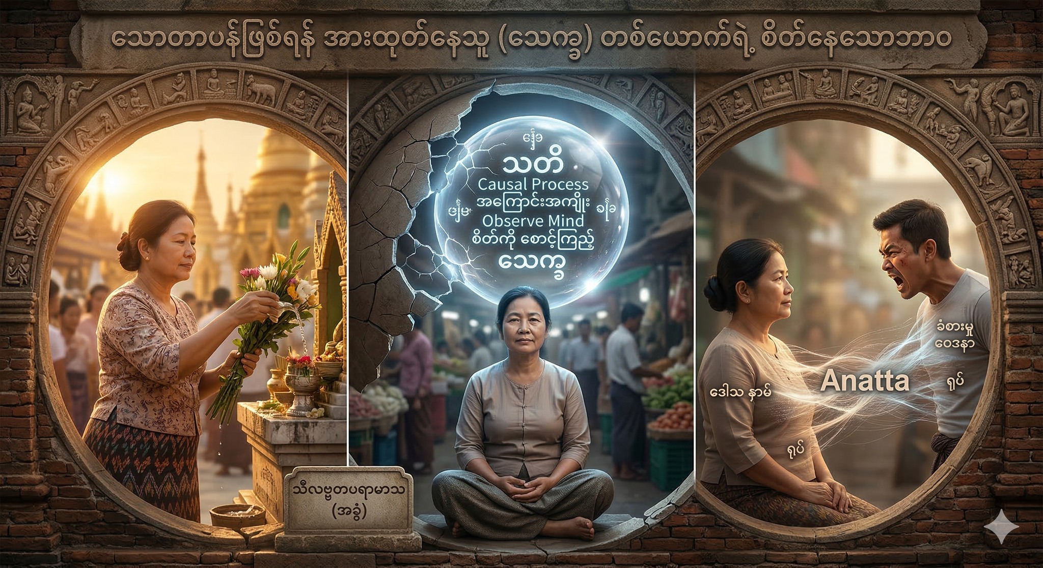 သောတာပန်ဖြစ်ရန် အားထုတ်နေသူ (သေက္ခအလောင်းအလျာ) တစ်ယောက်ရဲ့ စိတ်နေသဘောထား