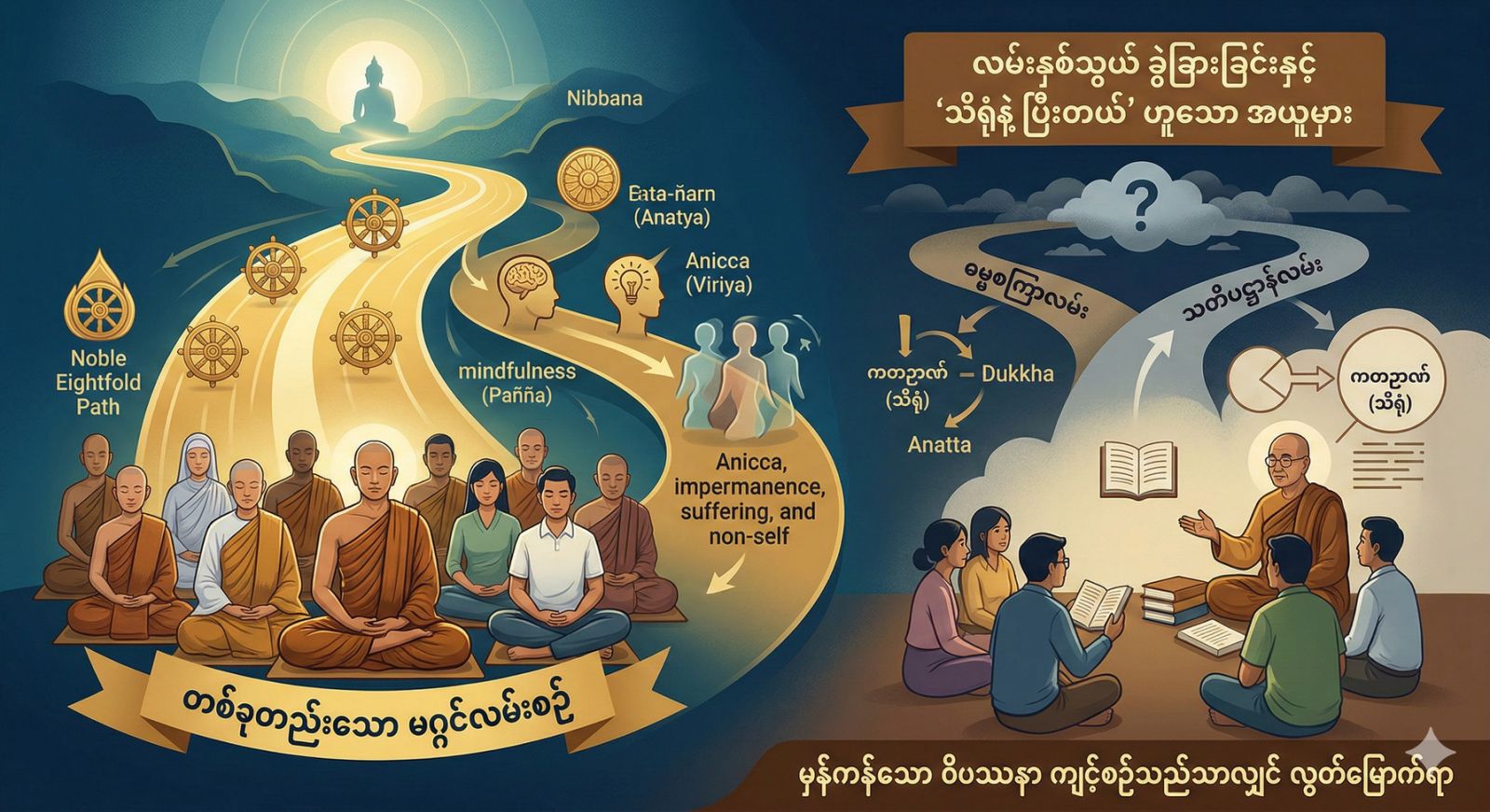 ဓမ္မစကြာလမ်းနှင့် သတိပဋ္ဌာန်လမ်း ခွဲခြားခြင်း အမှား (သို့မဟုတ်) တခုတည်းသော မဂ္ဂင်လမ်းစဉ်