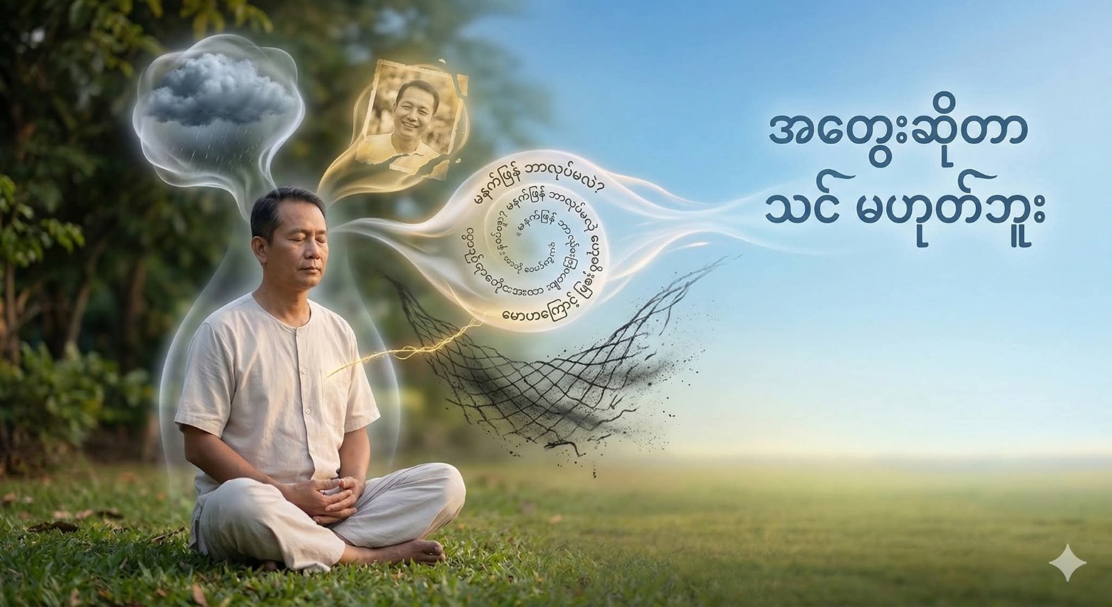အတွေးဆိုတာ သင် မဟုတ်ဘူး (အလုပ်လုပ်နေတဲ့ နာမ်တရား သက်သက်သာ)