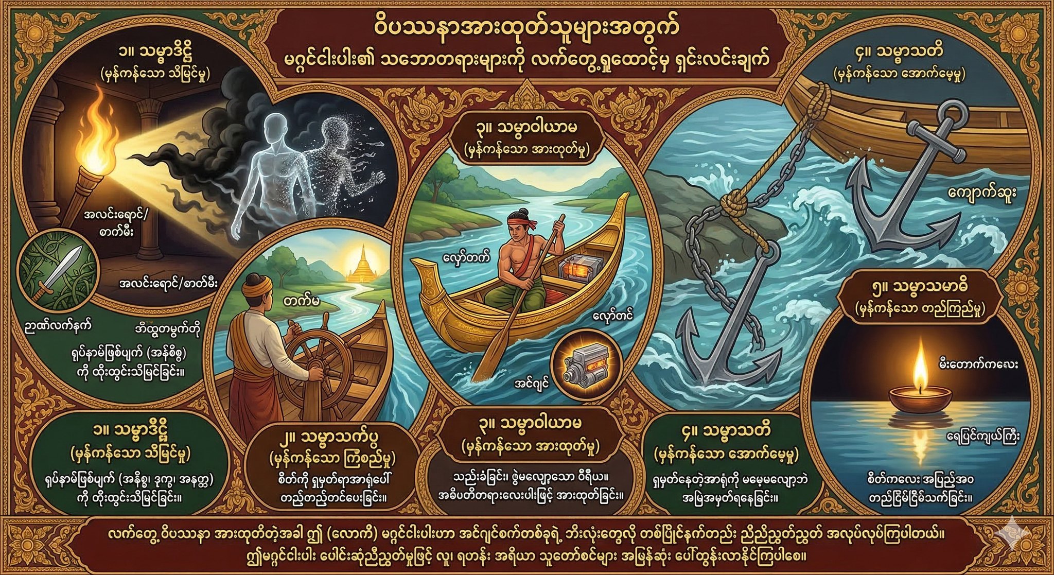 ဝိပဿနာအားထုတ်သူများအတွက် မဂ္ဂင်ငါးပါး၏ သဘောတရားများကို လက်တွေ့ရှုထောင့်မှ ရှင်းလင်းချက်