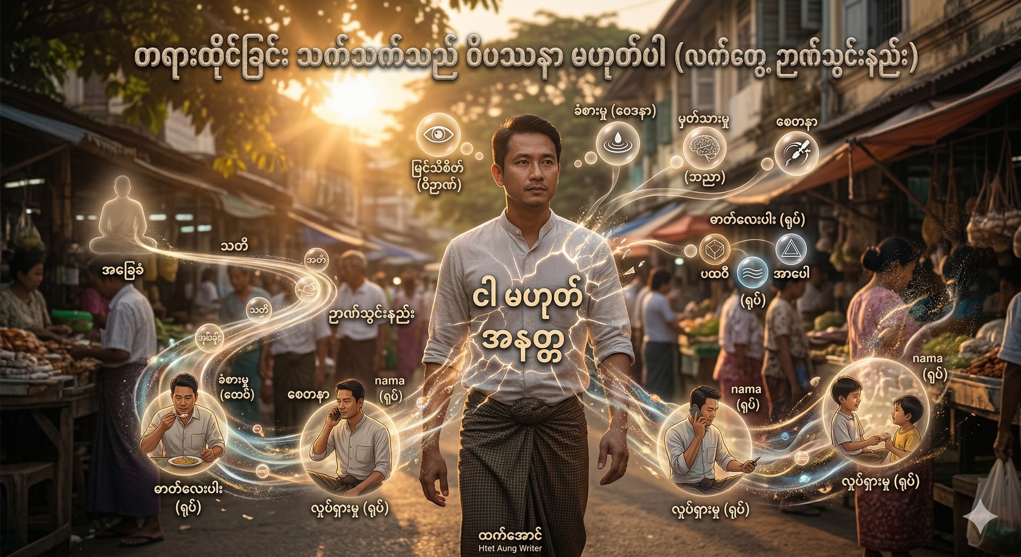 တရားထိုင်ခြင်း သက်သက်သည် ဝိပဿနာ မဟုတ်ပါ (လက်တွေ့ ဉာဏ်သွင်းနည်း)