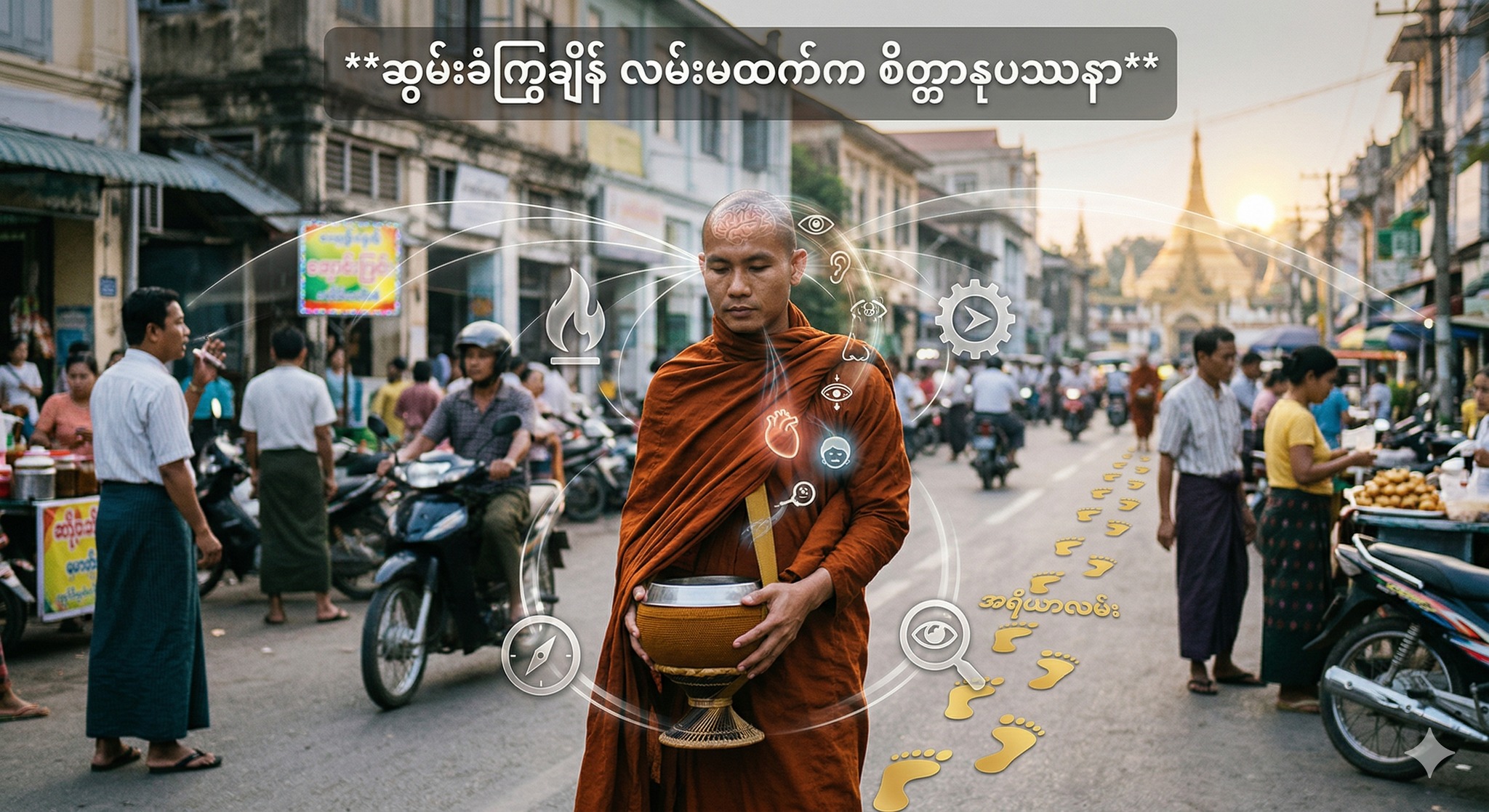 ဆွမ်းခံကြွချိန် လမ်းမထက်က စိတ္တာနုပဿနာ