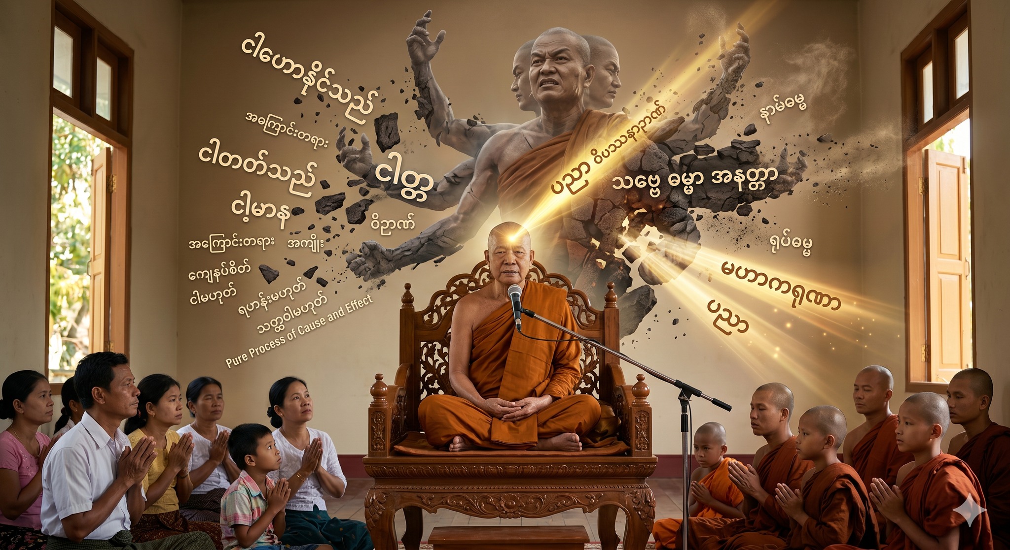 တရားဟောကြား ဆုံးမချိန်၌ ‘ငါဟောနိုင်သည်’ ဟူသော အတ္တစိတ်ကို ဉာဏ်ဖြင့် ဖယ်ခွာခြင်း