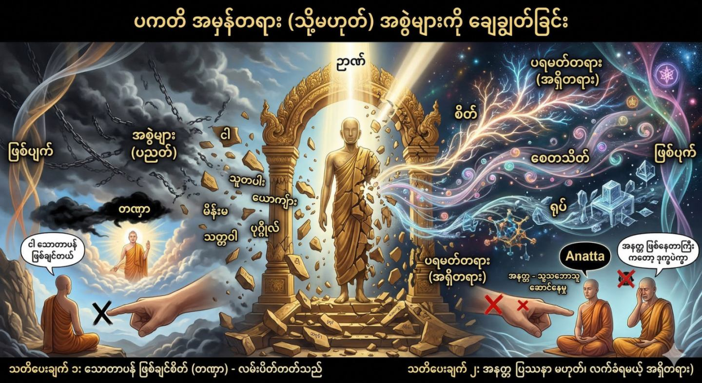 ပကတိ အမှန်တရား (သို့မဟုတ်) အစွဲများကို ချေချွတ်ခြင်း