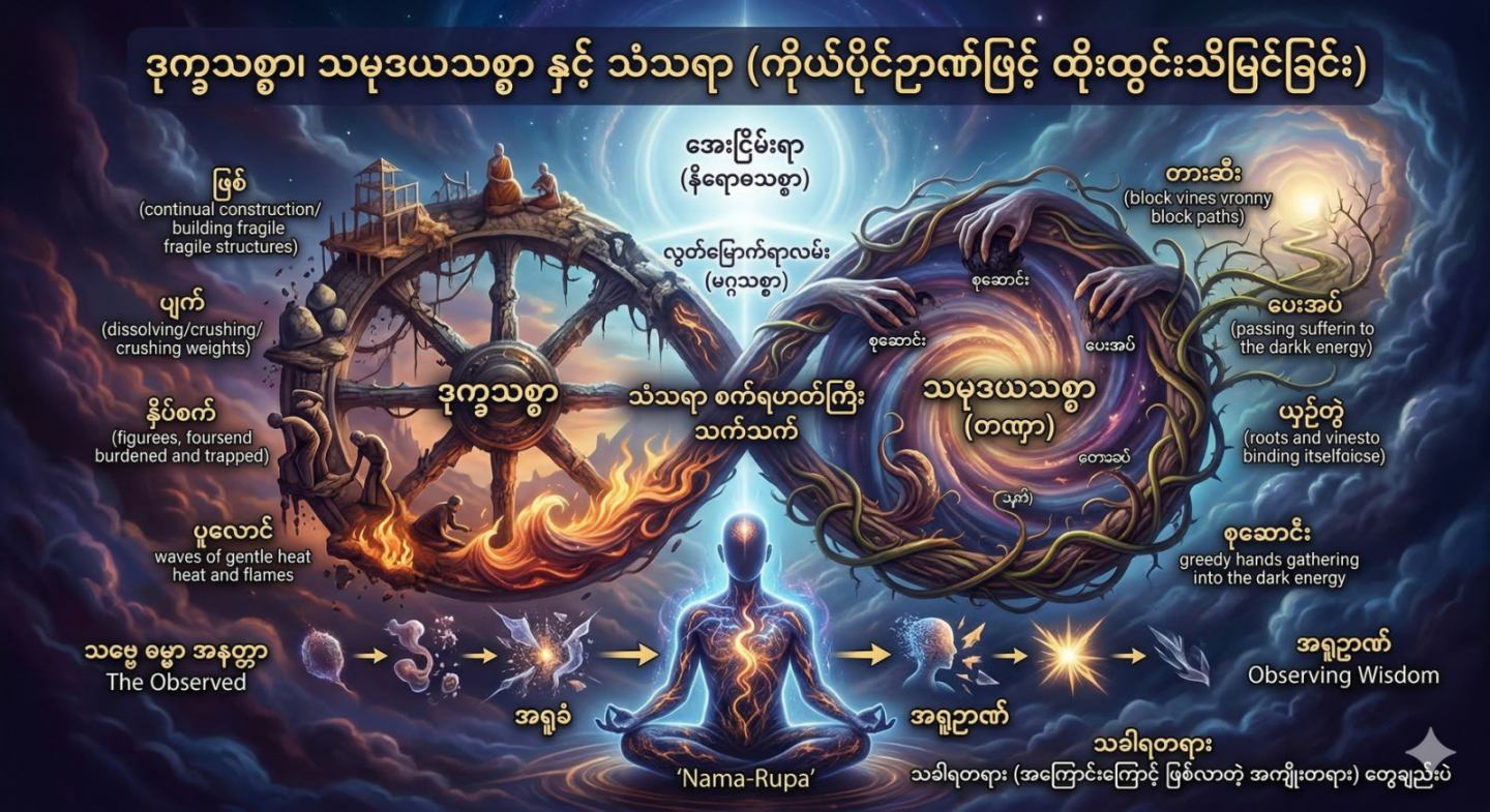 ဒုက္ခသစ္စာ၊ သမုဒယသစ္စာ နှင့် သံသရာ (ကိုယ်ပိုင်ဉာဏ်ဖြင့် ထိုးထွင်းသိမြင်ခြင်း)