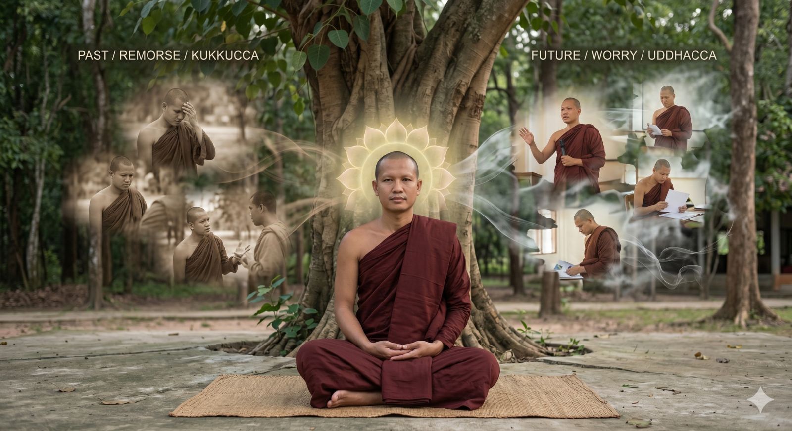 အတိတ်က အမှားများ၊ အနာဂတ်အတွက် ပူပန်မှုများကြောင့် ဖြစ်ပေါ်လာသော ဥဒ္ဓစ္စ၊ ကုက္ကုစ္စစိတ်ကို လေ့လာခြင်း