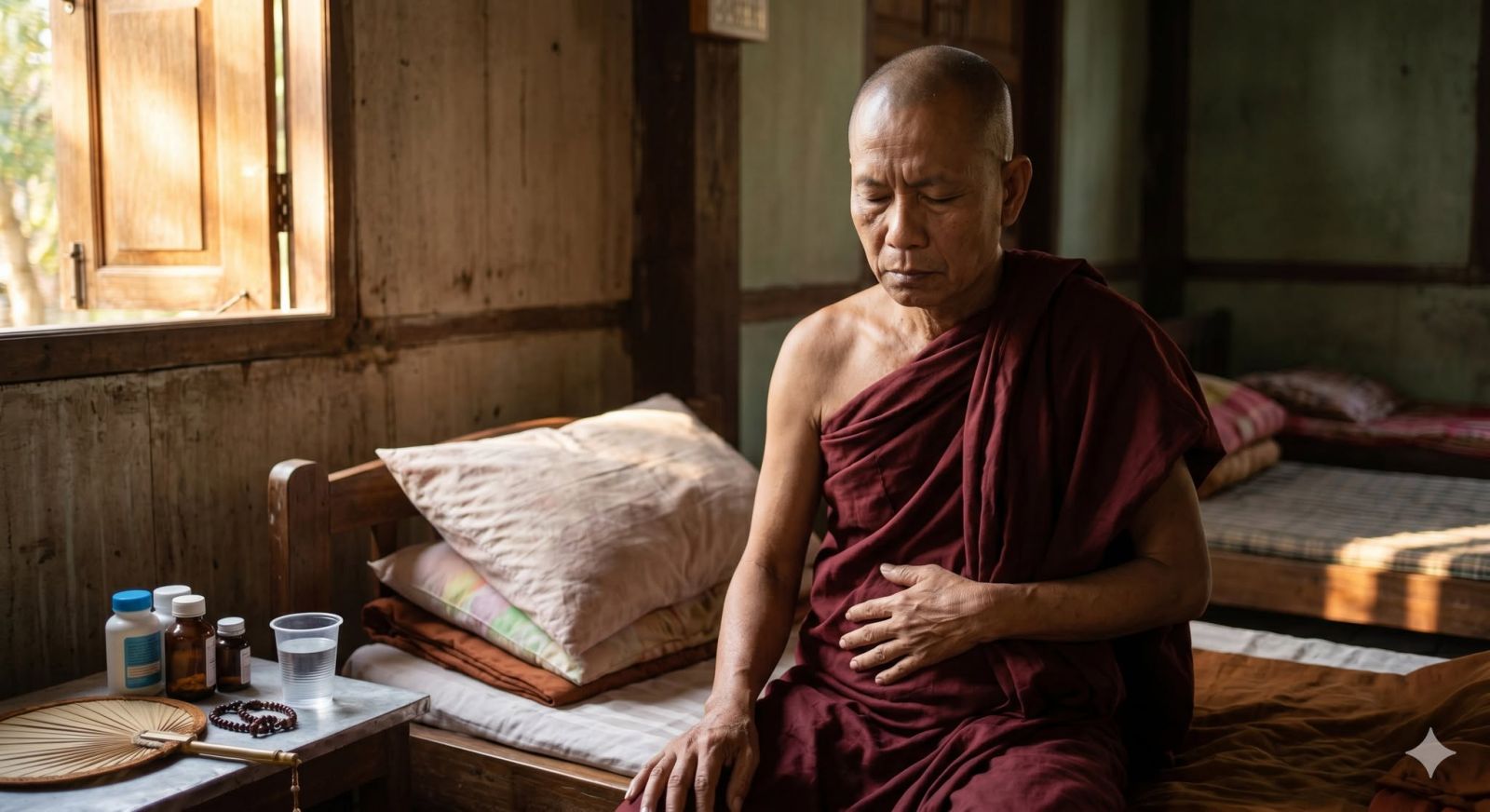 ခန္ဓာကိုယ် ညောင်းညာကိုက်ခဲချိန် သို့မဟုတ် ကျန်းမာရေး ချို့တဲ့ချိန်တွင် ဝေဒနာအပေါ် မနှစ်မြို့သောစိတ် (ဒေါသ) ကို ရှုမှတ်ခြင်း