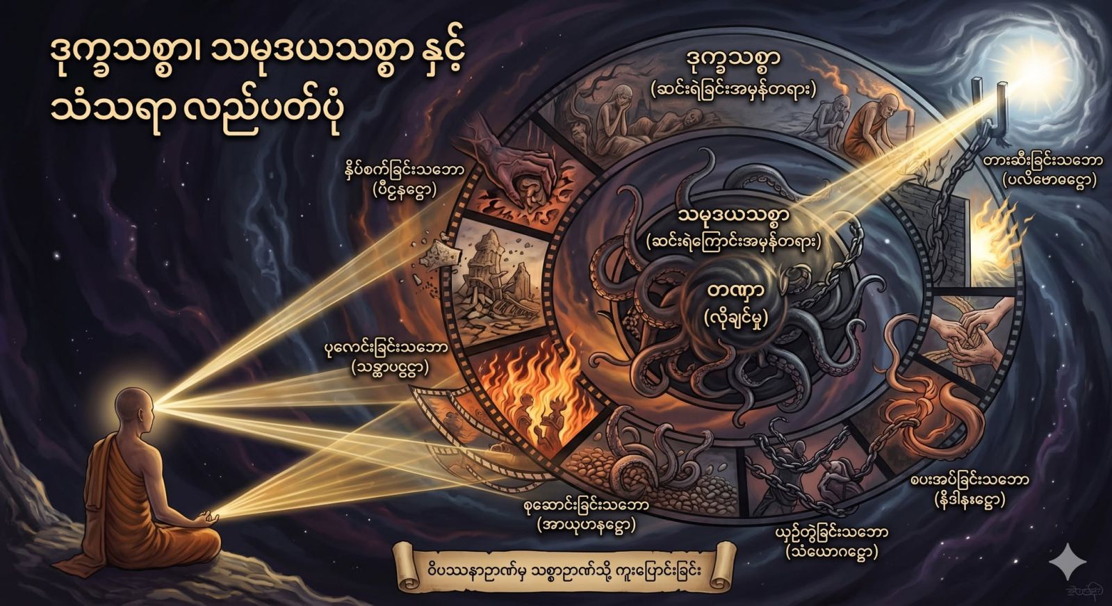 ဒုက္ခသစ္စာ၊ သမုဒယသစ္စာ နှင့် သံသရာ လည်ပတ်ပုံ
