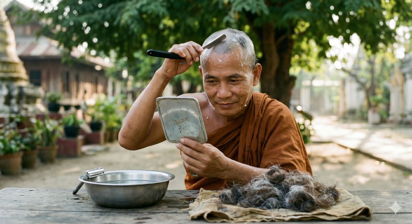 ဆံချချိန် (ခေါင်းရိတ်ချိန်) ၌ ပေါ်လာတတ်သော ရုပ်အပေါ် တွယ်တာမှု သို့မဟုတ် ရိုးအီနေသော အလေ့အကျင့်အပေါ် သတိလွတ်သွားသော စိတ်ကို လေ့လာခြင်း