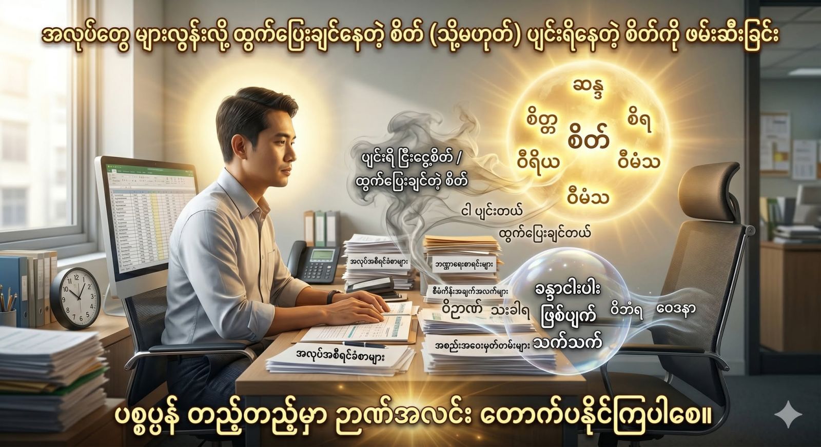 အလုပ်တွေ များလွန်းလို့ ထွက်ပြေးချင်နေတဲ့ စိတ် (သို့မဟုတ်) ပျင်းရိနေတဲ့ စိတ်ကို ဖမ်းဆီးခြင်း