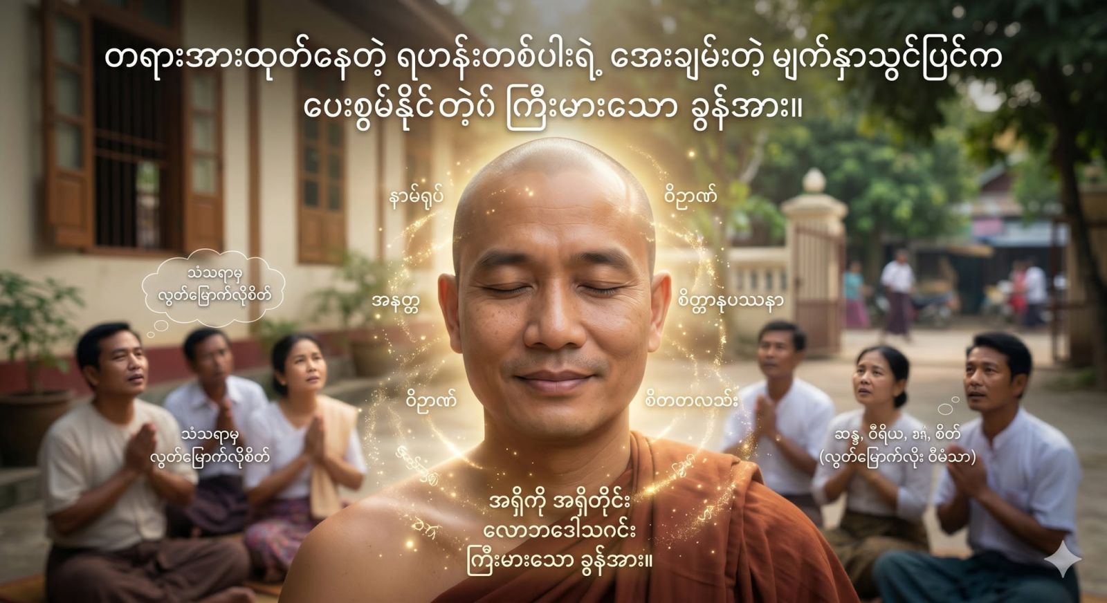 တရားအားထုတ်နေတဲ့ ရဟန်းတစ်ပါးရဲ့ အေးချမ်းတဲ့ မျက်နှာသွင်ပြင်က ပေးစွမ်းနိုင်တဲ့ ကြီးမားသော ခွန်အား။