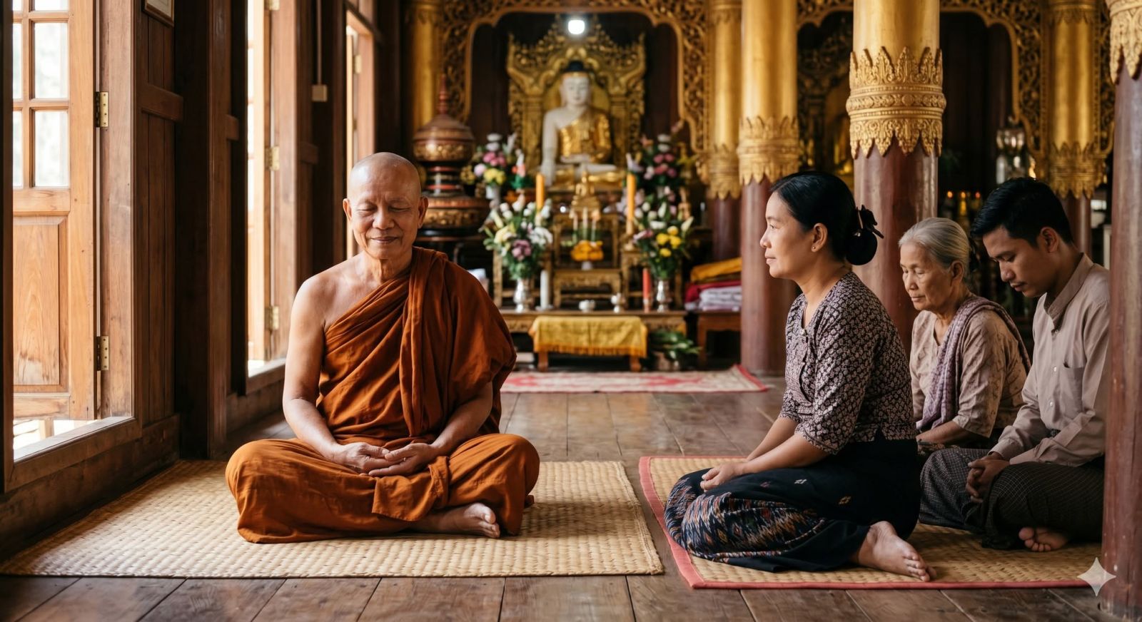 မိမိကိုယ်တိုင်ရော၊ ပတ်ဝန်းကျင်ကိုပါ အေးချမ်းစေတဲ့ ရဟန်းများကို အာရုံပြု ကြည်ညိုတတ်စေရန်။