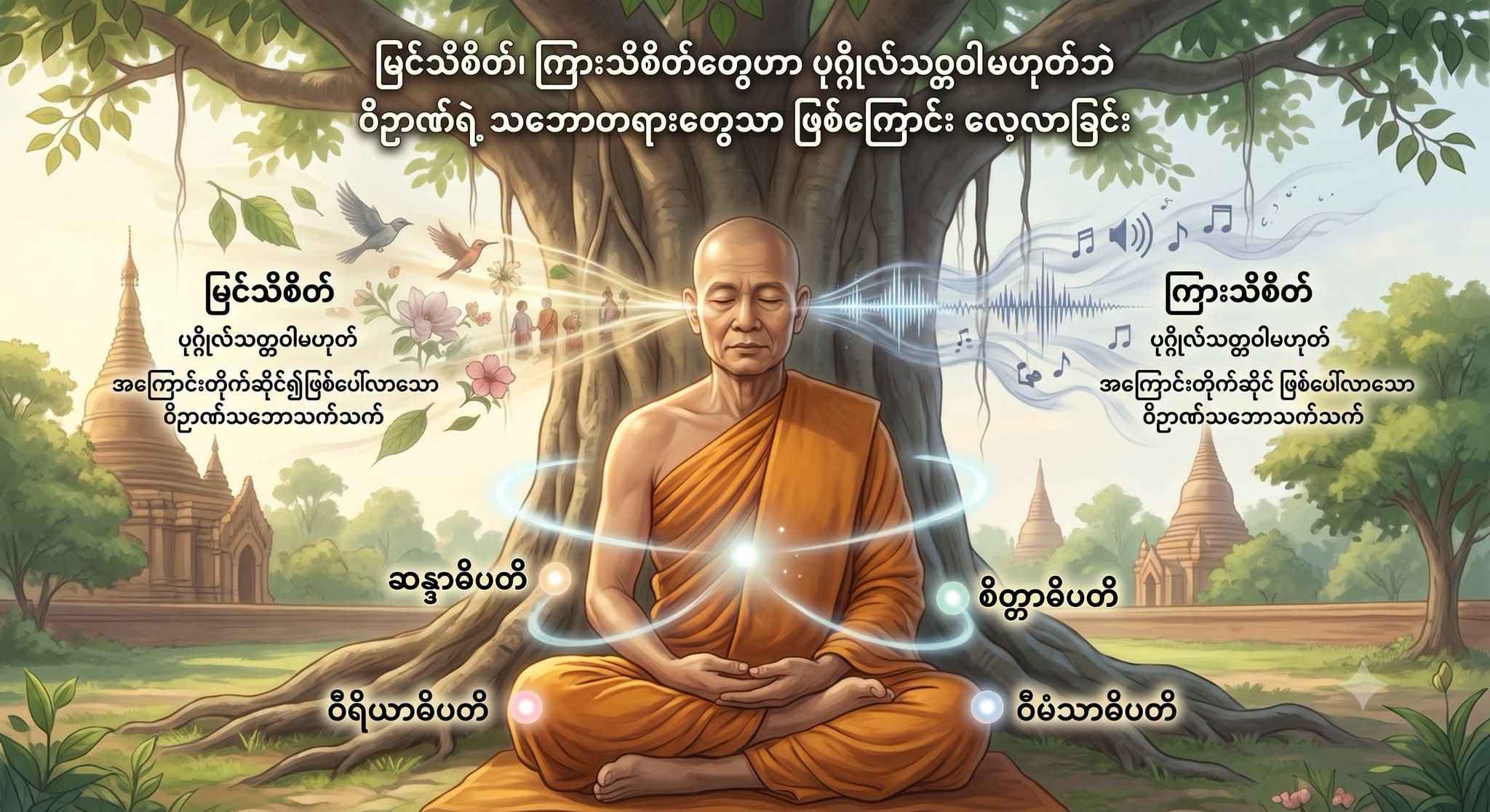 မြင်သိစိတ်၊ ကြားသိစိတ်တွေဟာ ပုဂ္ဂိုလ်သတ္တဝါ မဟုတ်ဘဲ ဝိဉာဏ်ရဲ့ သဘောတရားတွေသာ ဖြစ်ကြောင်း လေ့လာခြင်း