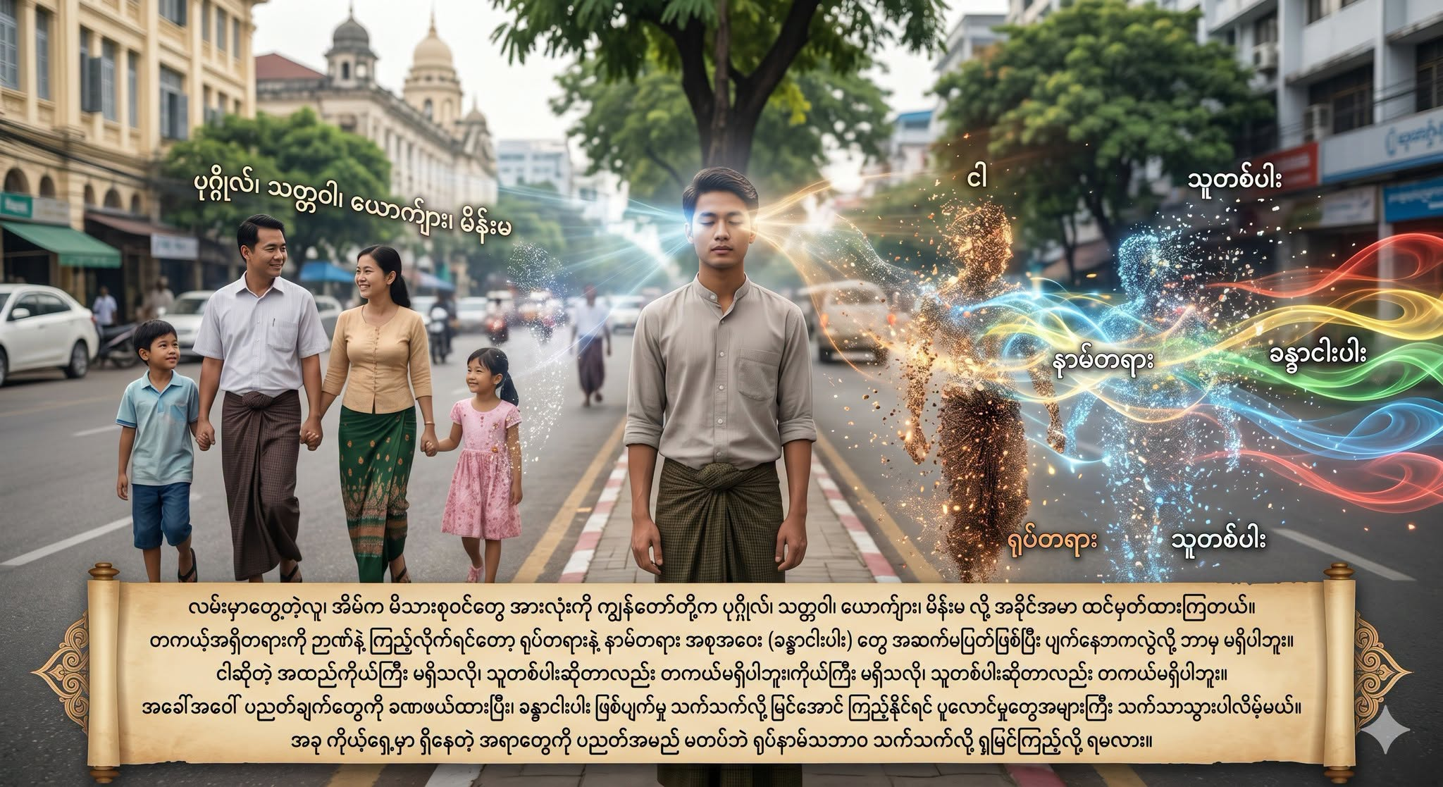 လမ်းမှာတွေ့တဲ့လူ၊ အိမ်က မိသားစုဝင်တွေ အားလုံးကို ကျွန်တော်တို့က ပုဂ္ဂိုလ်၊ သတ္တဝါ၊ ယောက်ျား၊ မိန်းမ လို့ အခိုင်အမာ ထင်မှတ်ထားကြတယ်။