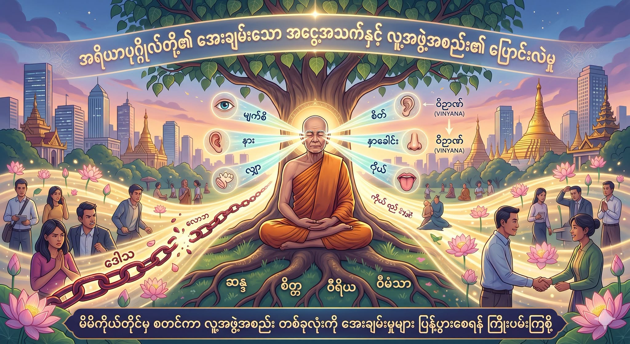 အရိယာပုဂ္ဂိုလ်တို့ရဲ့ အေးချမ်းတဲ့ အငွေ့အသက်က လူ့အဖွဲ့အစည်းကို ဘယ်လို ပြောင်းလဲစေသလဲ။