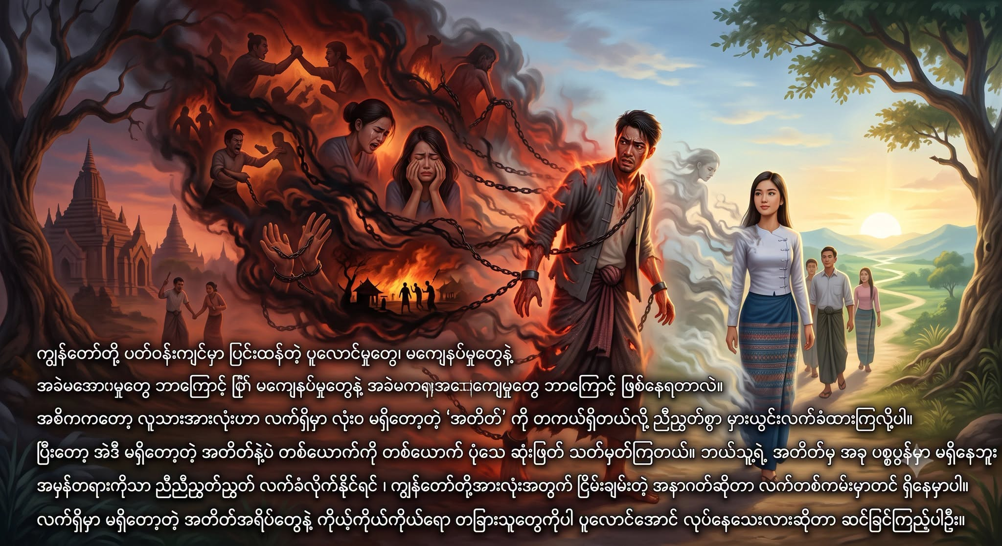 ကျွန်တော်တို့ ပတ်ဝန်းကျင်မှာ ပြင်းထန်တဲ့ ပူလောင်မှုတွေ၊ မကျေနပ်မှုတွေနဲ့ အခဲမကျေမှုတွေ ဘာကြောင့် ဖြစ်နေရတာလဲ။