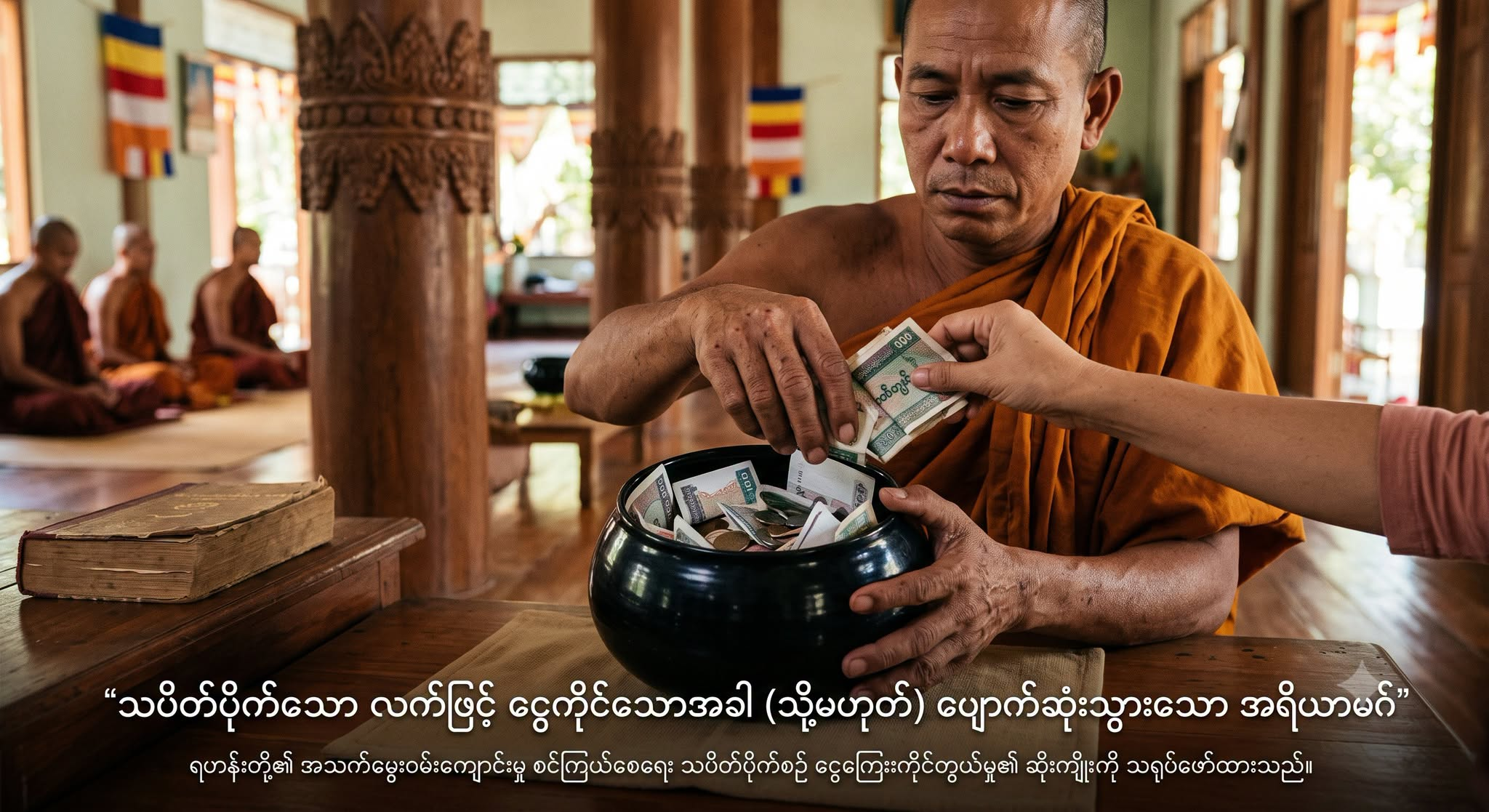 သပိတ်ပိုက်သော လက်ဖြင့် ငွေကိုင်သောအခါ (သို့မဟုတ်) ပျောက်ဆုံးသွားသော အရိယာမဂ်