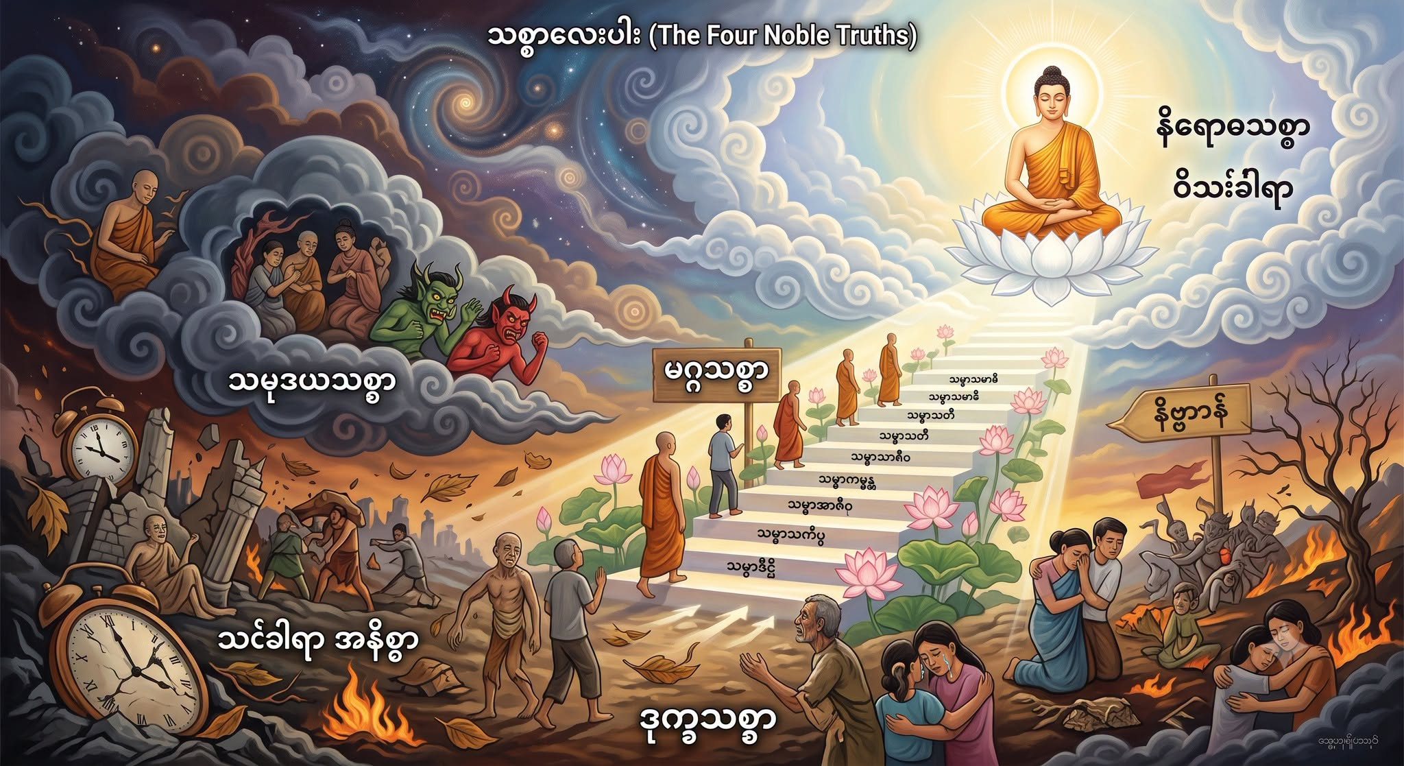 လောကမှာ သစ္စာလေးပါးကို နားလည်အောင် ရှင်းလင်း ပြောကြားဖို့ ခက်ခဲတယ်