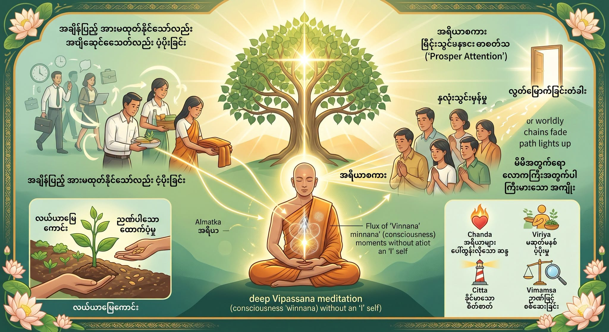 ကိုယ်တိုင် ဝိပဿနာမရှုနိုင်သေးရင်တောင် အားထုတ်သူကို ပံ့ပိုးခြင်းဖြင့် ရရှိလာမယ့်ကြီးမားတဲ့ အကျိုးကျေးဇူး။