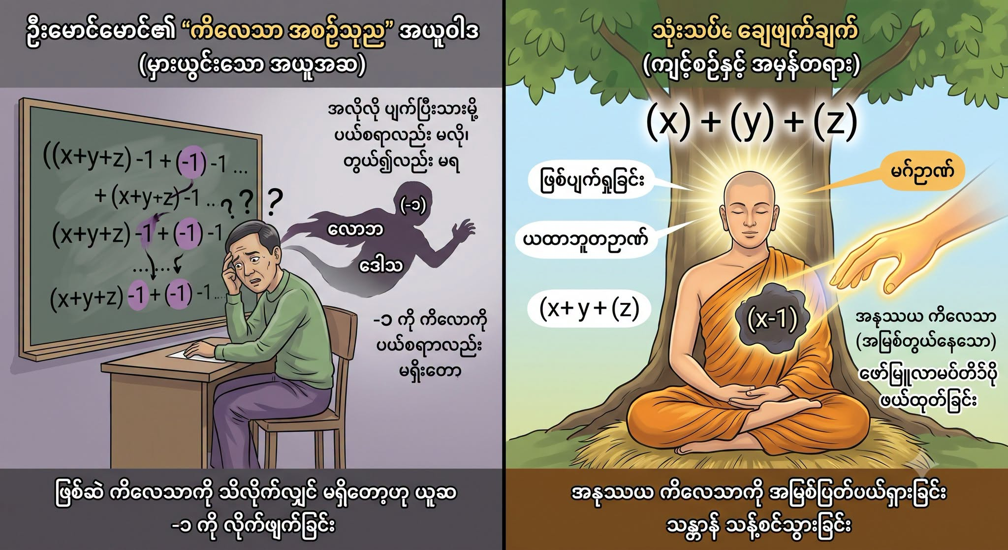ဦးမောင်မောင်၏ “ကိလေသာ အစဉ်သုည” အယူဝါဒအပေါ် သုံးသပ်ချေဖျက်ချက်
