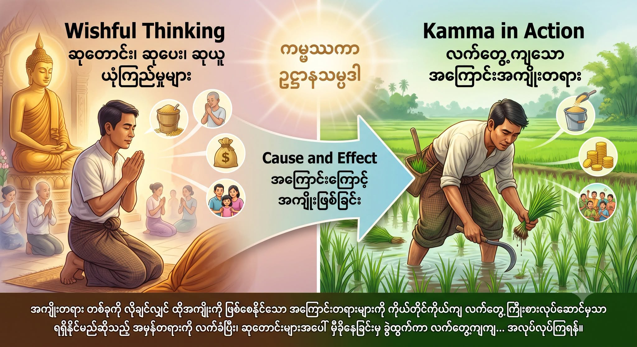 ဆုပေး၊ ဆုယူ ယုံကြည်မှုများနှင့် လက်တွေ့ကျသော အကြောင်းအကျိုးတရား