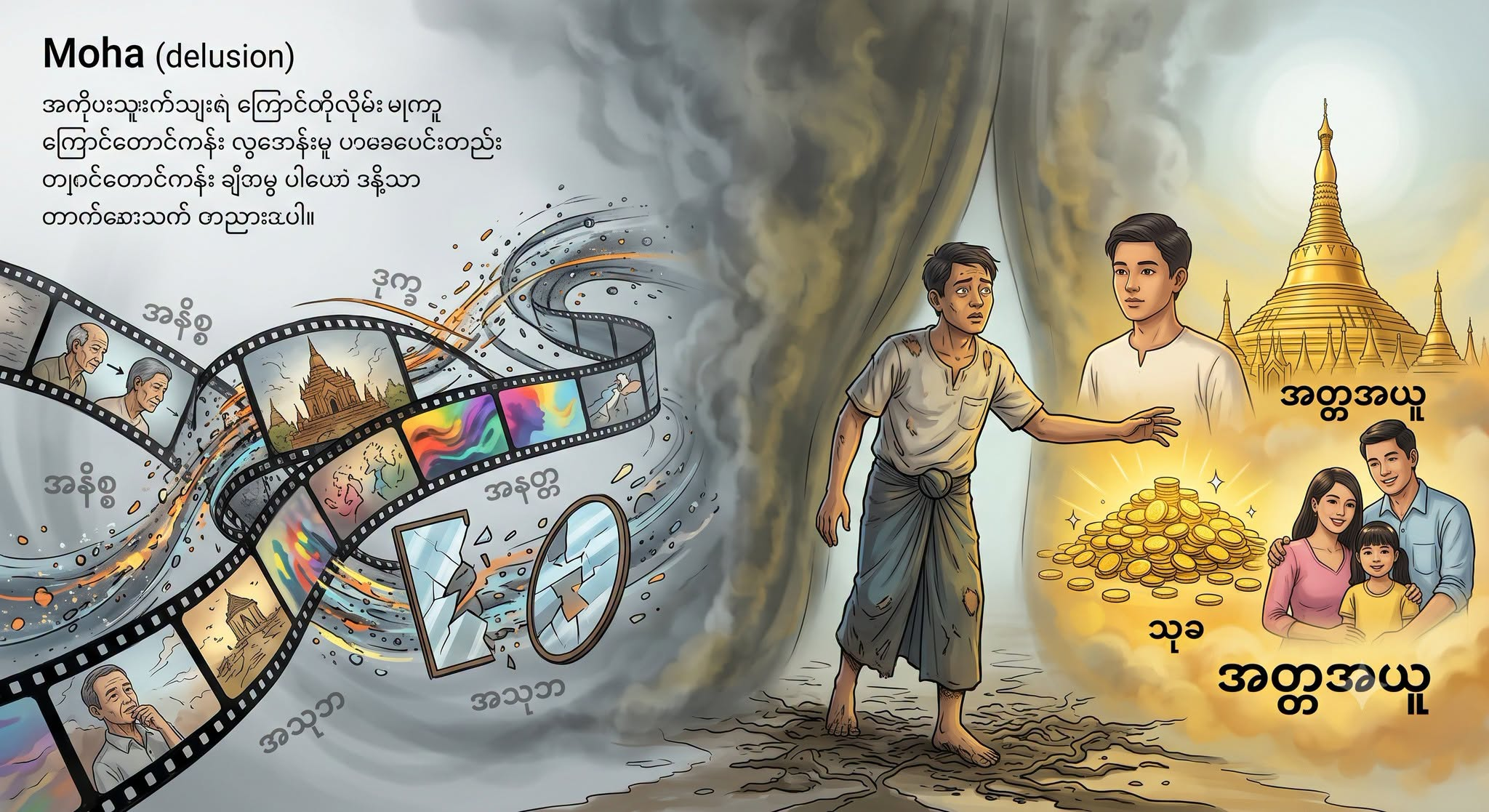 မောဟဆိုတာ (ကြောင်တောင်ကန်းပြီး အမှန်တရားကို ဖုံးကွယ်ထားမှု)