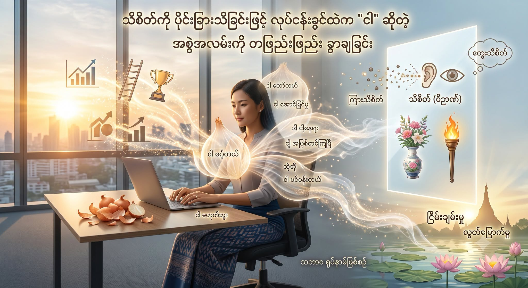သိစိတ်ကို ပိုင်းခြားသိခြင်းဖြင့် လုပ်ငန်းခွင်ထဲက “ငါ” ဆိုတဲ့ အစွဲအလမ်းကို တဖြည်းဖြည်း ခွာချခြင်း
