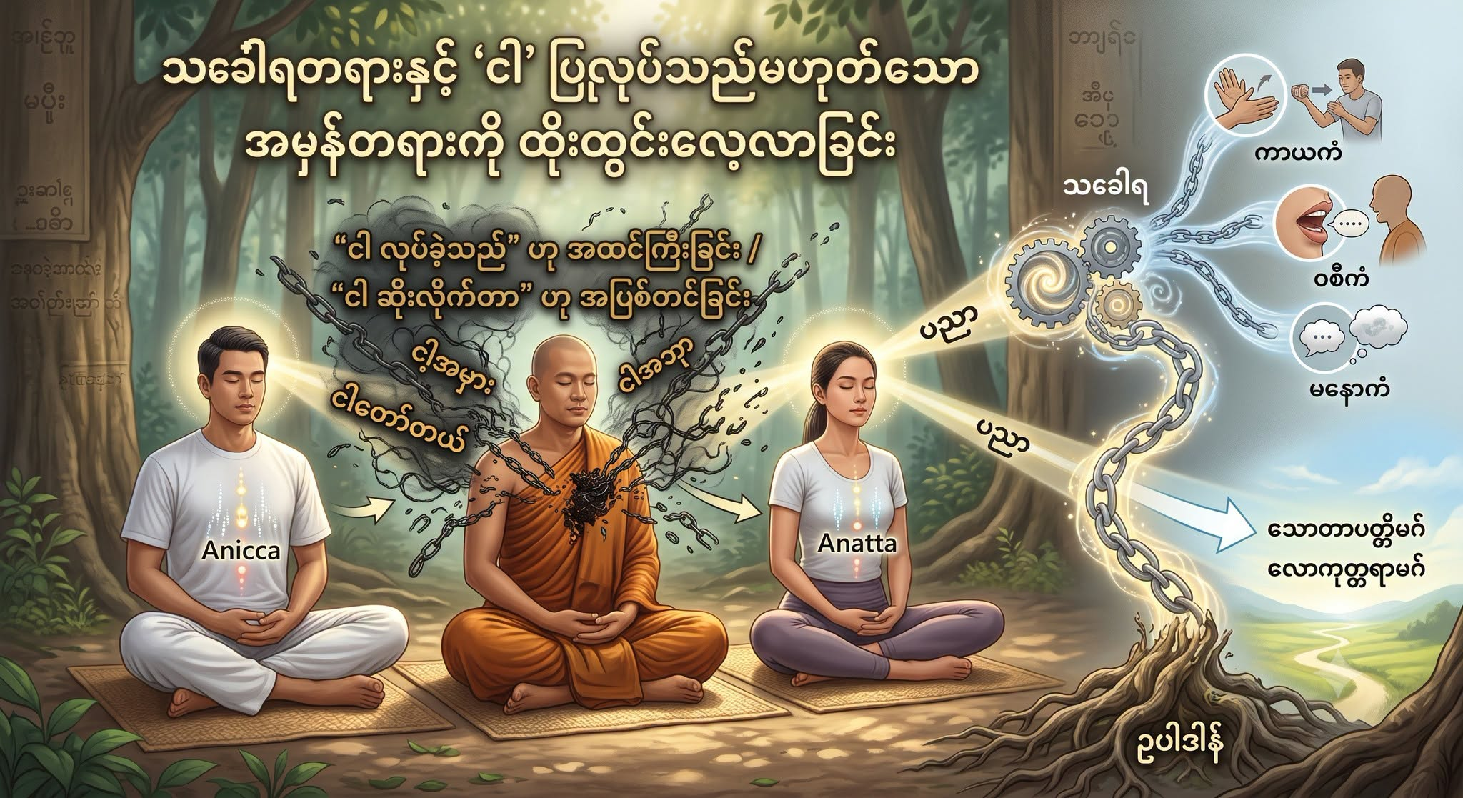 သင်္ခါရတရားနှင့် “ငါ” ပြုလုပ်သည်မဟုတ်သော အမှန်တရားကို ထိုးထွင်းလေ့လာခြင်း