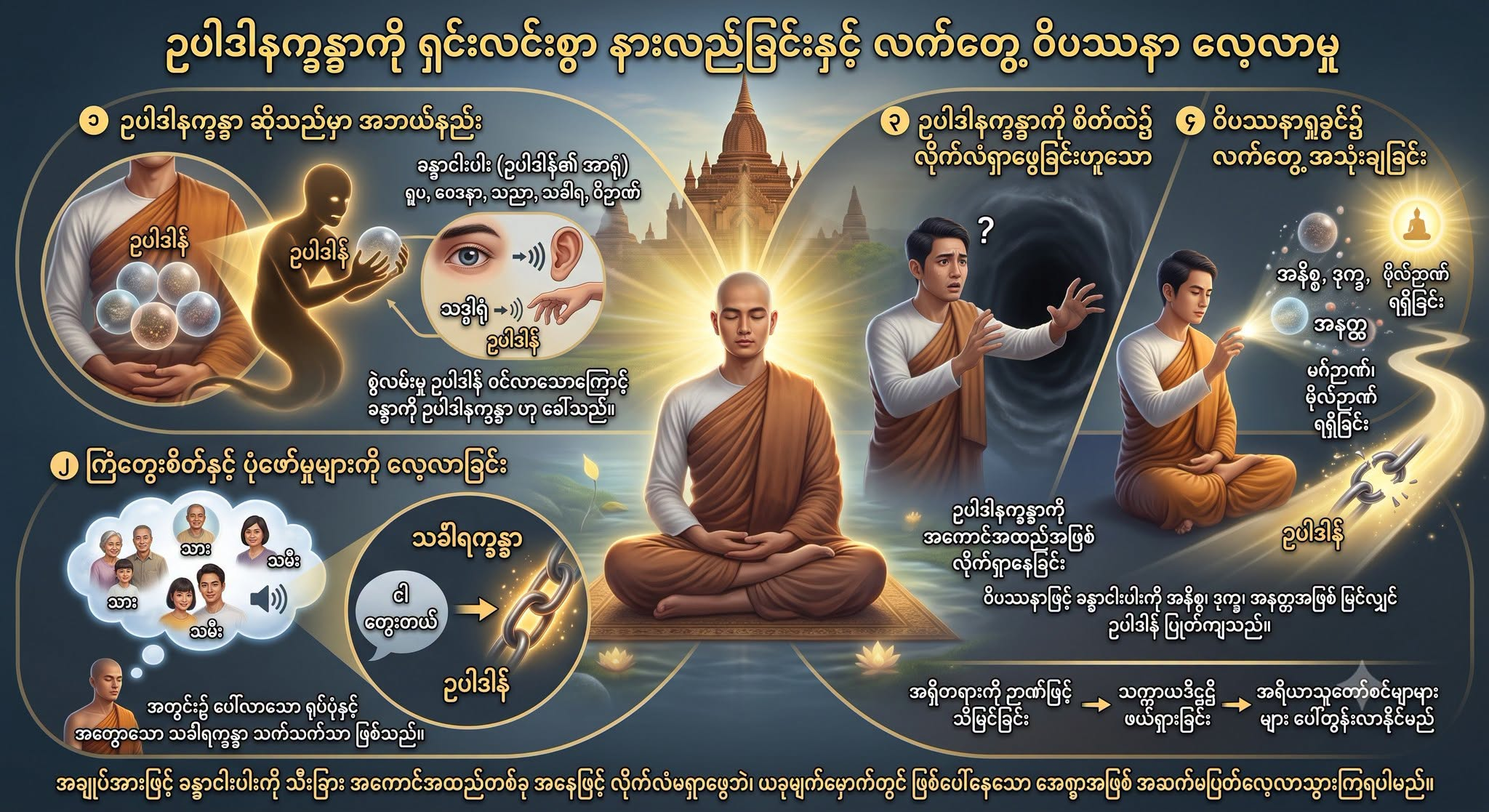 ဥပါဒါနက္ခန္ဓာကို ရှင်းလင်းစွာ နားလည်ခြင်းနှင့် လက်တွေ့ ဝိပဿနာ လေ့လာမှု