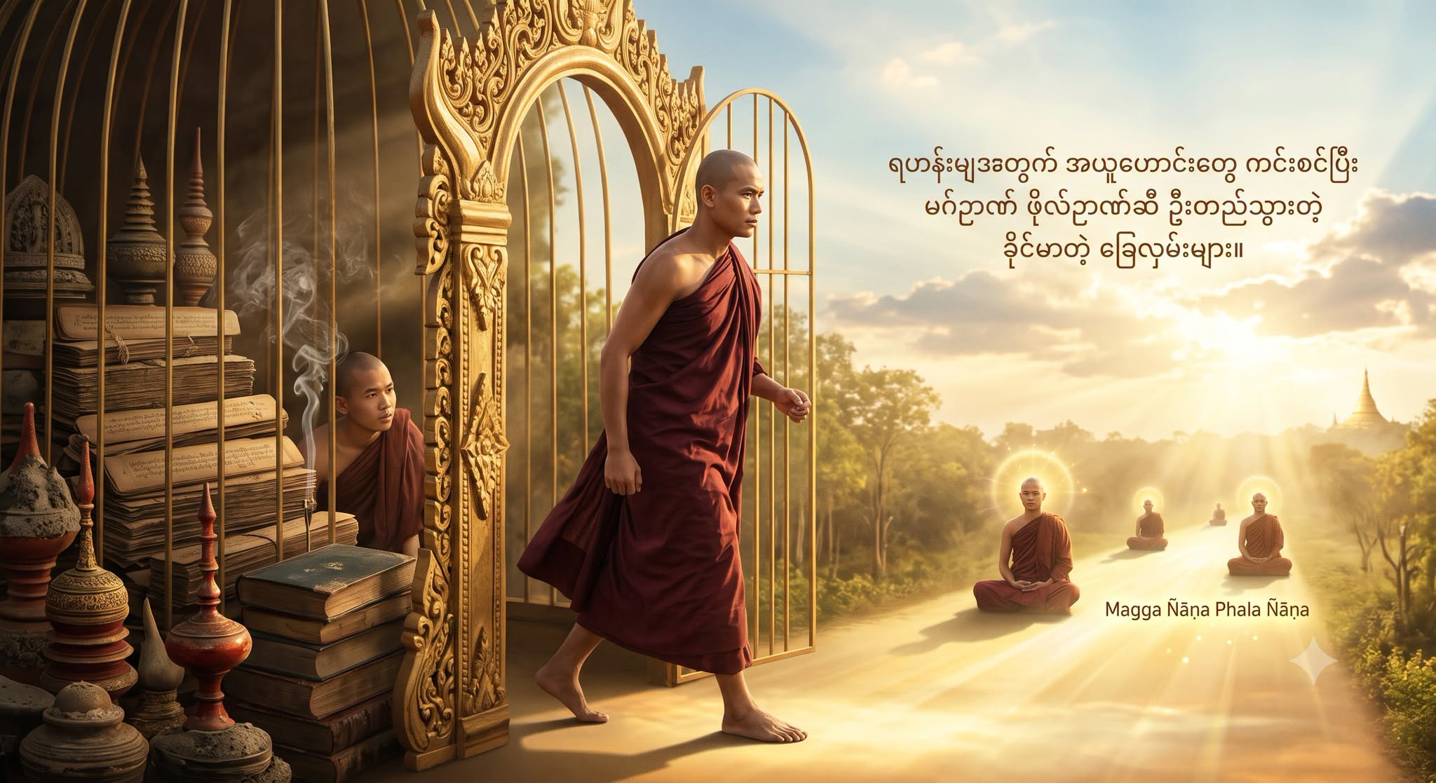 ရဟန်းများအတွက် အယူဟောင်းတွေ ကင်းစင်ပြီး မဂ်ဉာဏ် ဖိုလ်ဉာဏ်ဆီ ဦးတည်သွားတဲ့ ခိုင်မာတဲ့ ခြေလှမ်းများ။