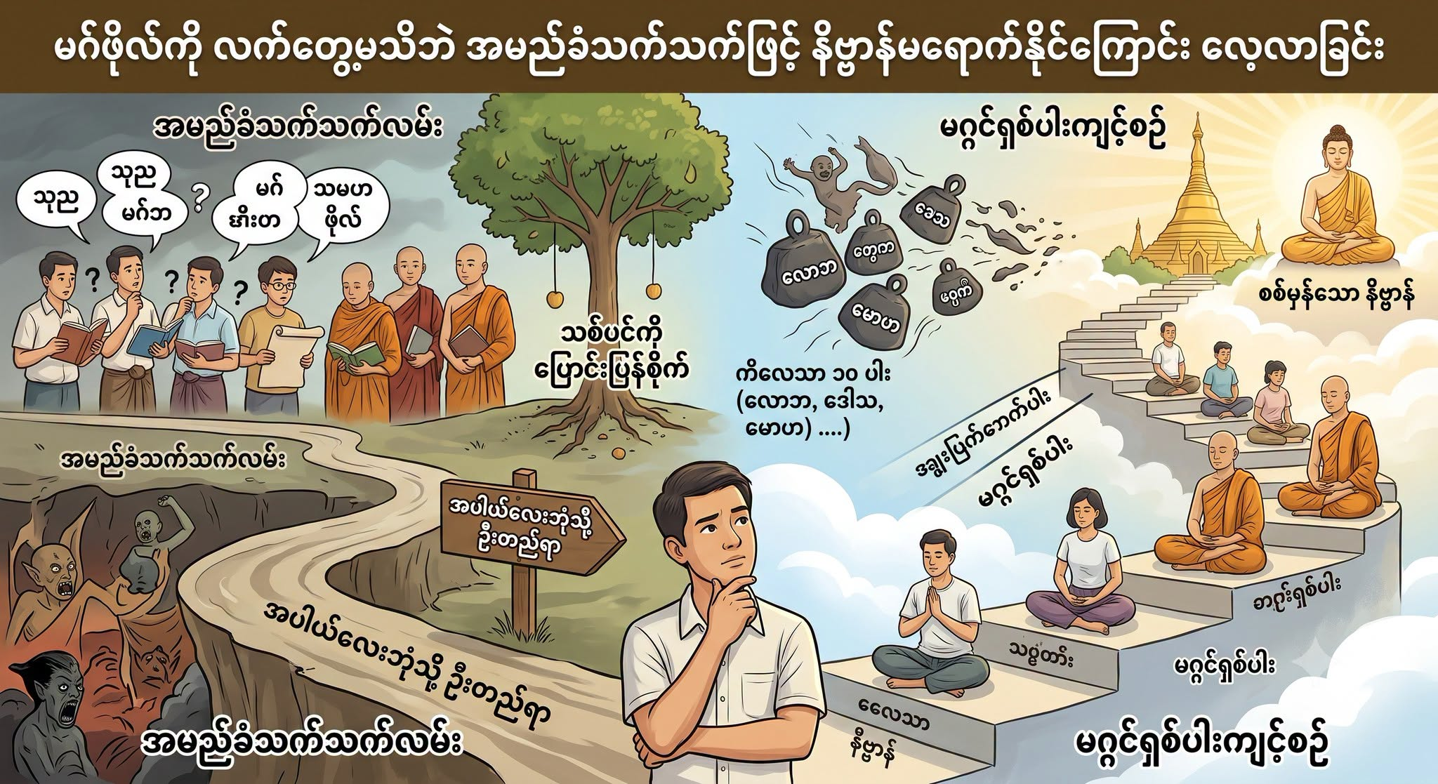 မဂ်ဖိုလ်ကို လက်တွေ့မသိဘဲ အမည်ခံသက်သက်ဖြင့် နိဗ္ဗာန်မရောက်နိုင်ကြောင်း လေ့လာခြင်း (ဦးမောင်မောင်၏ အယူဝါဒကို သုံးသပ်ချက်)