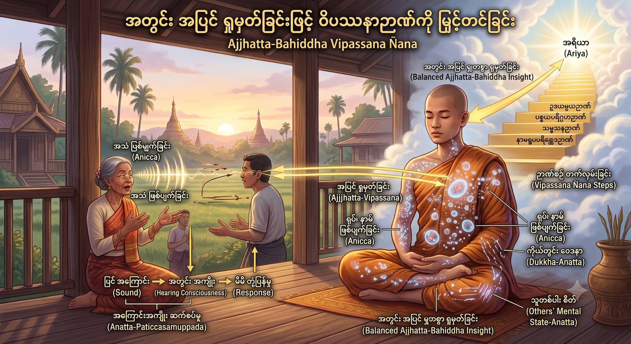 အတွင်း အပြင် ရှုမှတ်ခြင်းဖြင့် ဝိပဿနာဉာဏ်ကို မြှင့်တင်ခြင်း