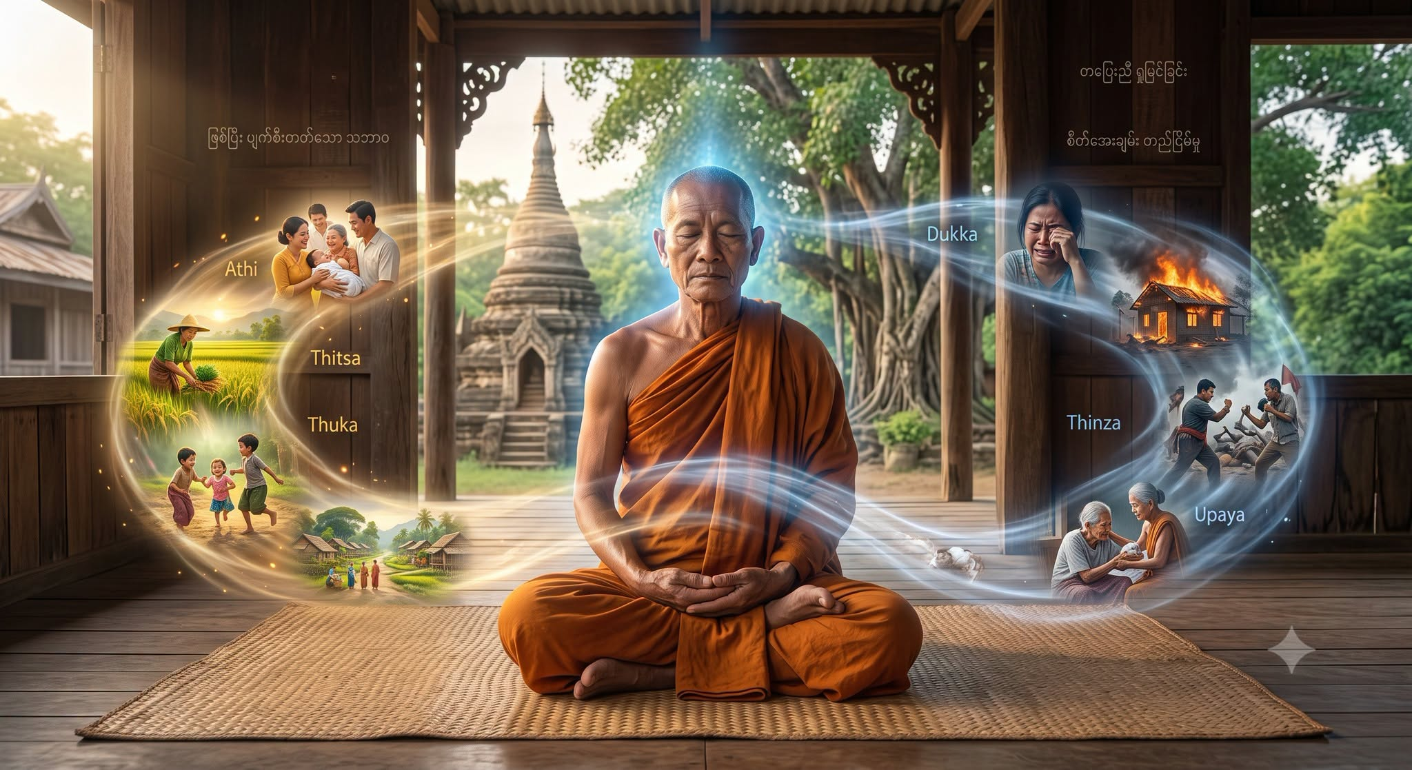 ကျွန်တော်တို့ ဘဝမှာ တွေ့ကြုံနေရတဲ့ အဆင်ပြေမှု၊ အဆင်မပြေမှု အားလုံးဟာ အကြောင်းတရားကြောင့် ဖြစ်လာတဲ့ အကျိုးတရားတွေ ချည်းပါပဲ။
