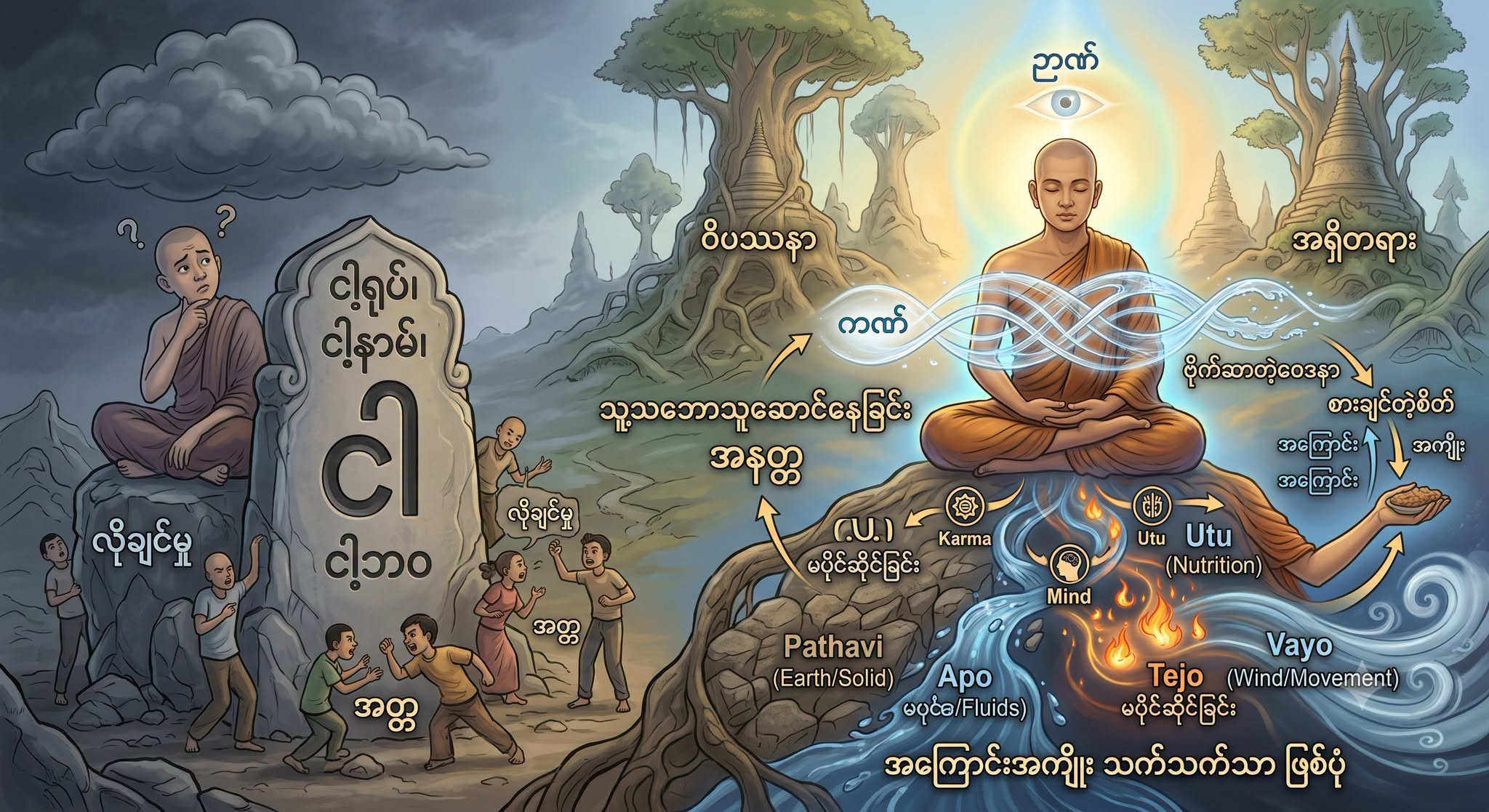 မပိုင်ဆိုင်သော ရုပ်နှင့် နာမ် (သူ့သဘောသူဆောင်နေသည့် အရှိတရားကို ဉာဏ်ဖြင့် လေ့လာခြင်း)