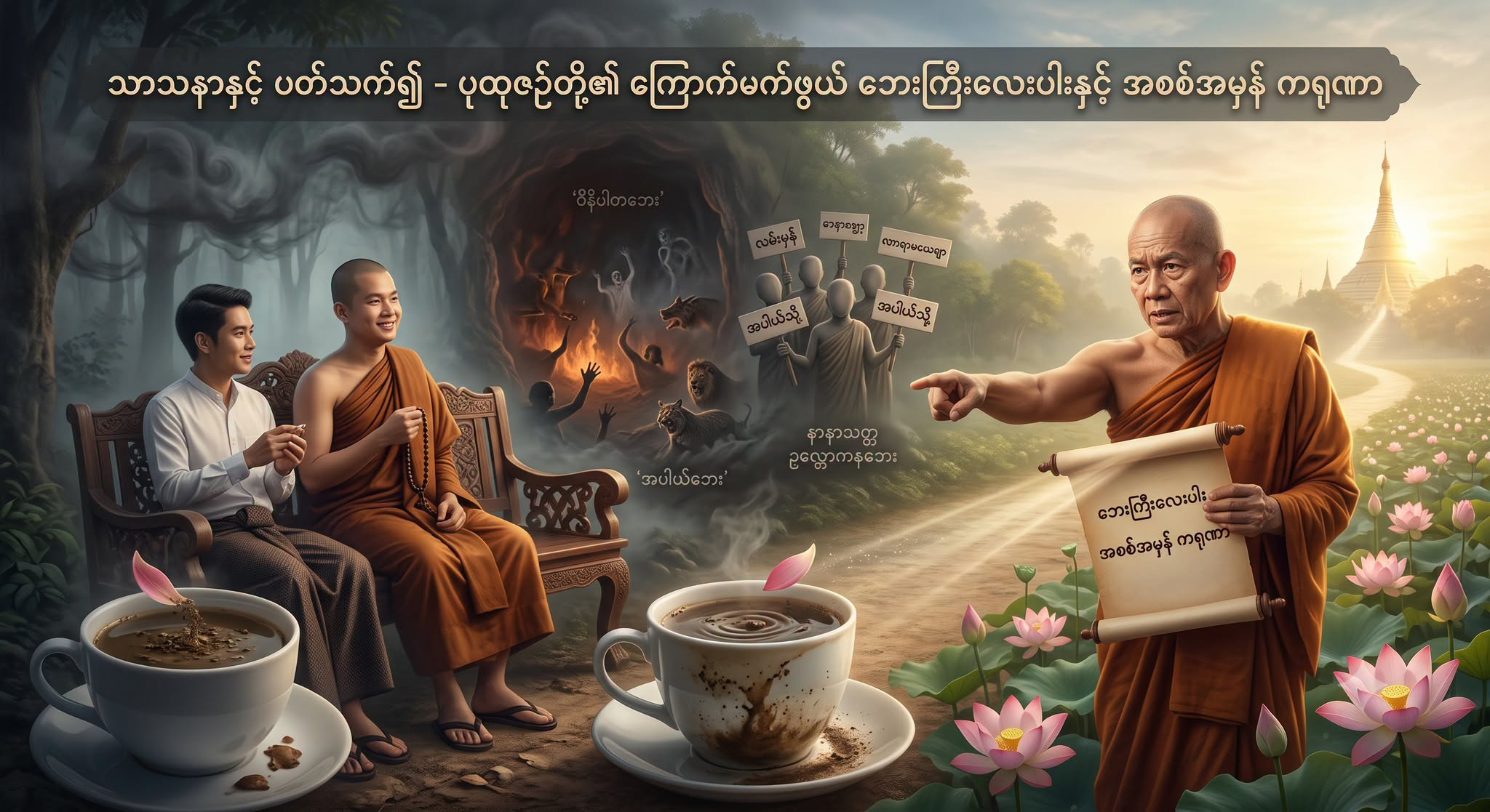 သာသနာနှင့် ပတ်သက်၍ – ပုထုဇဉ်တို့၏ ကြောက်မက်ဖွယ် ဘေးကြီးလေးပါးနှင့် အစစ်အမှန် ကရုဏာ