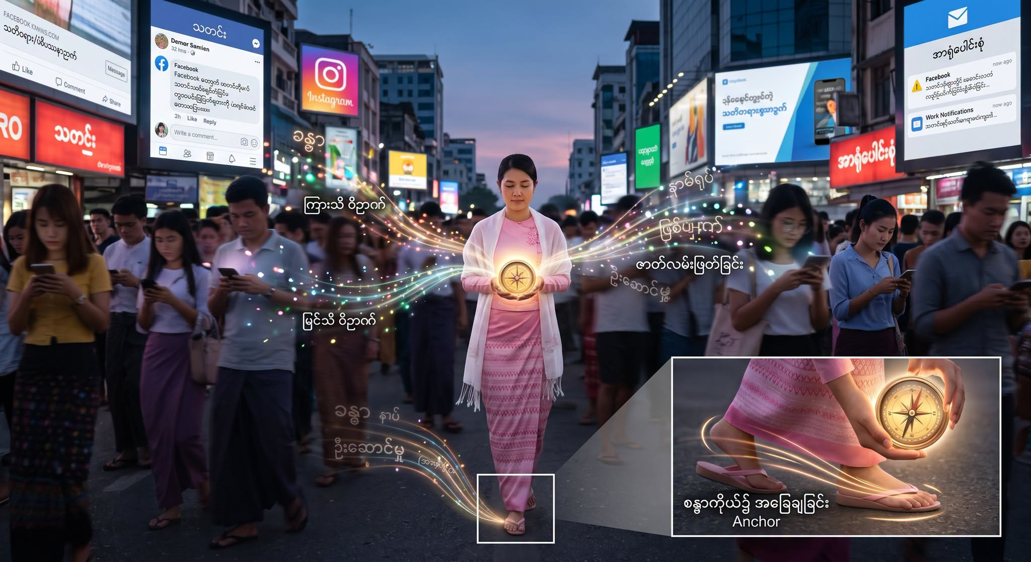 ပြင်ပအာရုံတွေကြားမှာ ပျောက်မသွားဘဲ မိမိစိတ်ကို အကောင်းဆုံး ဦးဆောင်နိုင်ခြင်း