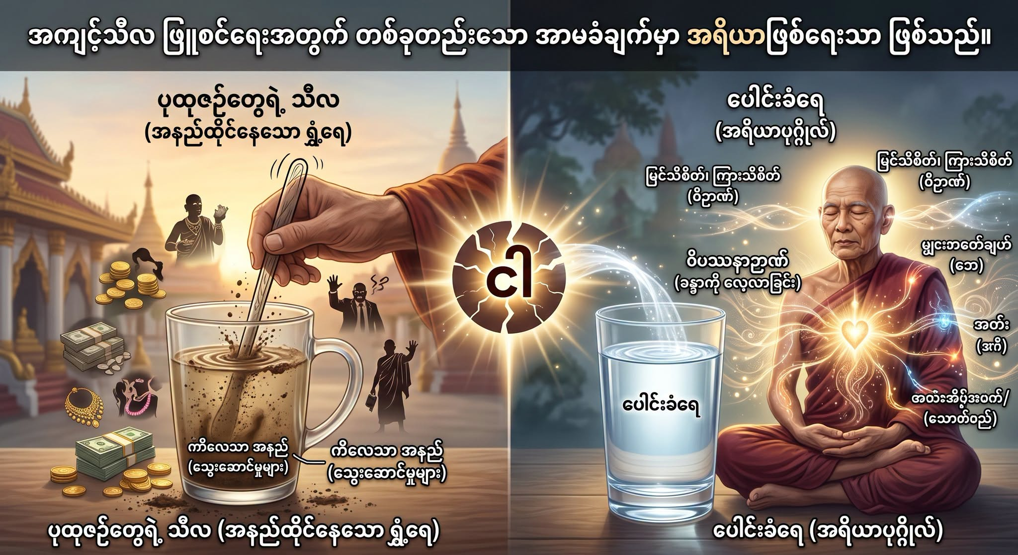 အကျင့်သီလ ဖြူစင်ရေးအတွက် တစ်ခုတည်းသော အာမခံချက်မှာ အရိယာဖြစ်ရေးသာ ဖြစ်သည်။