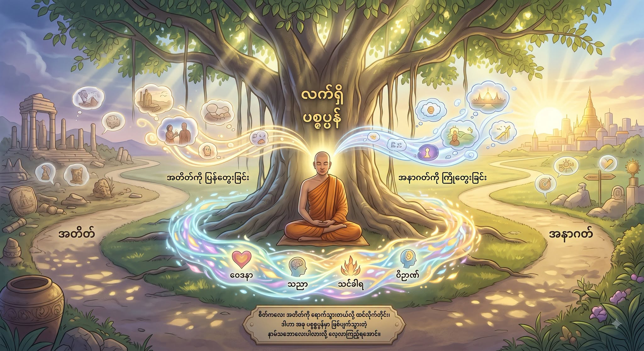 ကျွန်တော်တို့ရဲ့ စိတ်ဟာ အတိတ်ကို ပြန်တွေးလိုက်၊ အနာဂတ်ကို ကြိုတွေးလိုက်နဲ့ အမြဲတမ်း လှည့်လည် သွားလာနေတယ်လို့ ထင်ရပါတယ်။