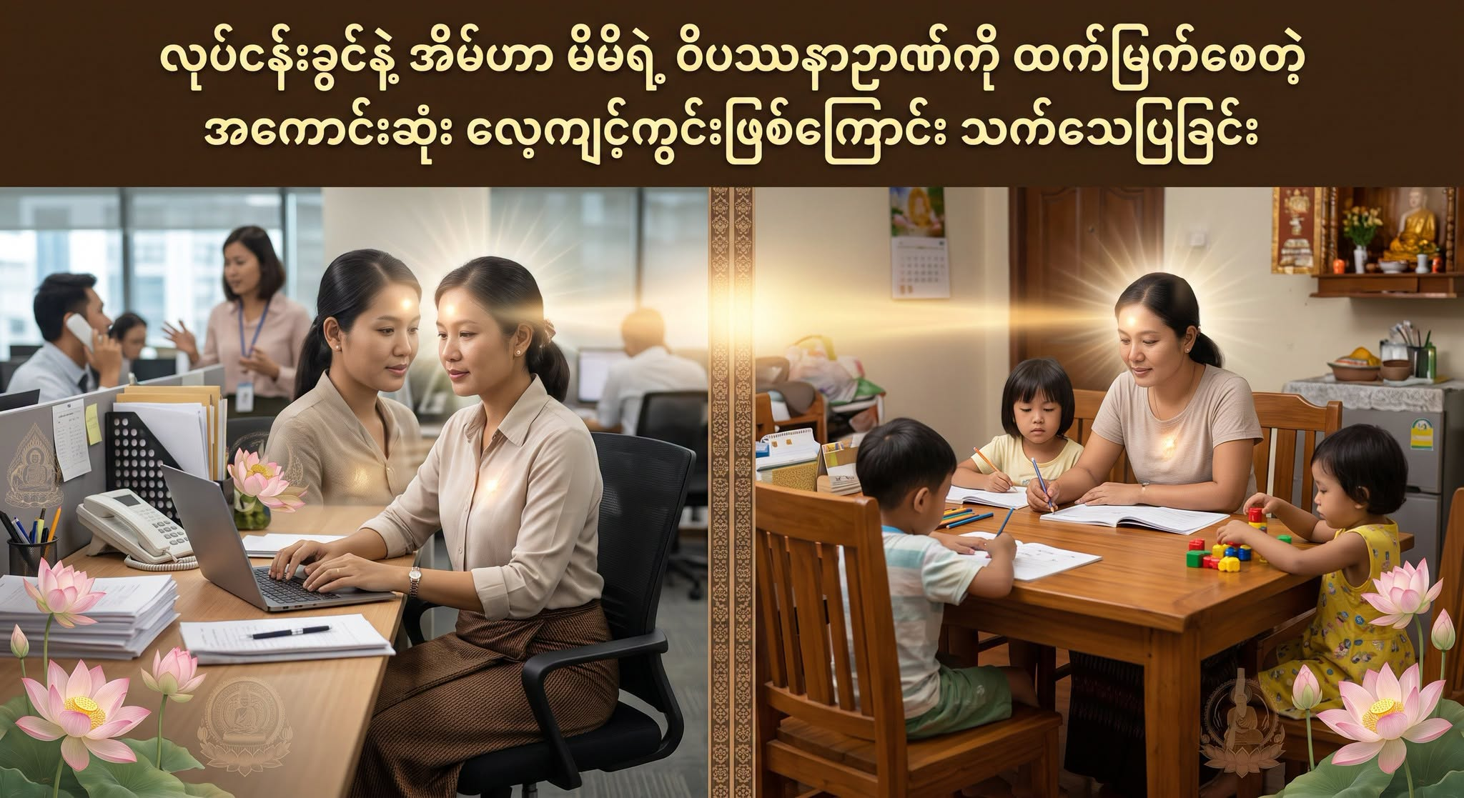 လုပ်ငန်းခွင်နဲ့ အိမ်ဟာ မိမိရဲ့ ဝိပဿနာဉာဏ်ကို ထက်မြက်စေတဲ့ အကောင်းဆုံး လေ့ကျင့်ကွင်းဖြစ်ကြောင်း သက်သေပြခြင်း