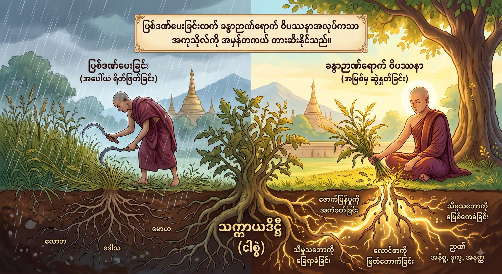 ပြစ်ဒဏ်ပေးခြင်းထက် ခန္ဓာဉာဏ်ရောက် ဝိပဿနာအလုပ်ကသာ အကုသိုလ်ကို အမှန်တကယ် တားဆီးနိုင်သည်။