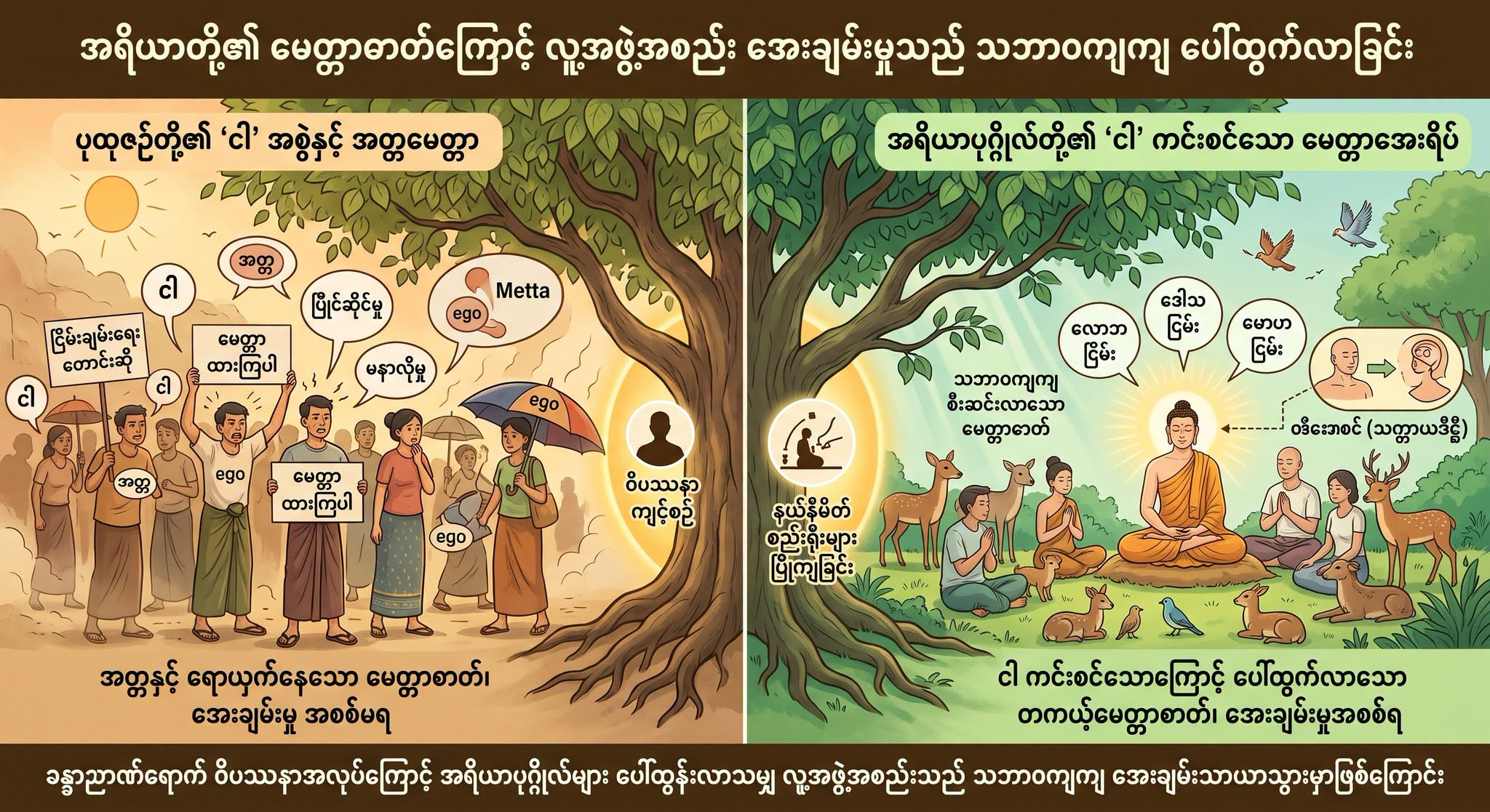 အရိယာတို့၏ မေတ္တာဓာတ်ကြောင့် လူ့အဖွဲ့အစည်း အေးချမ်းမှုသည် သဘာဝကျကျ ပေါ်ထွက်လာခြင်း