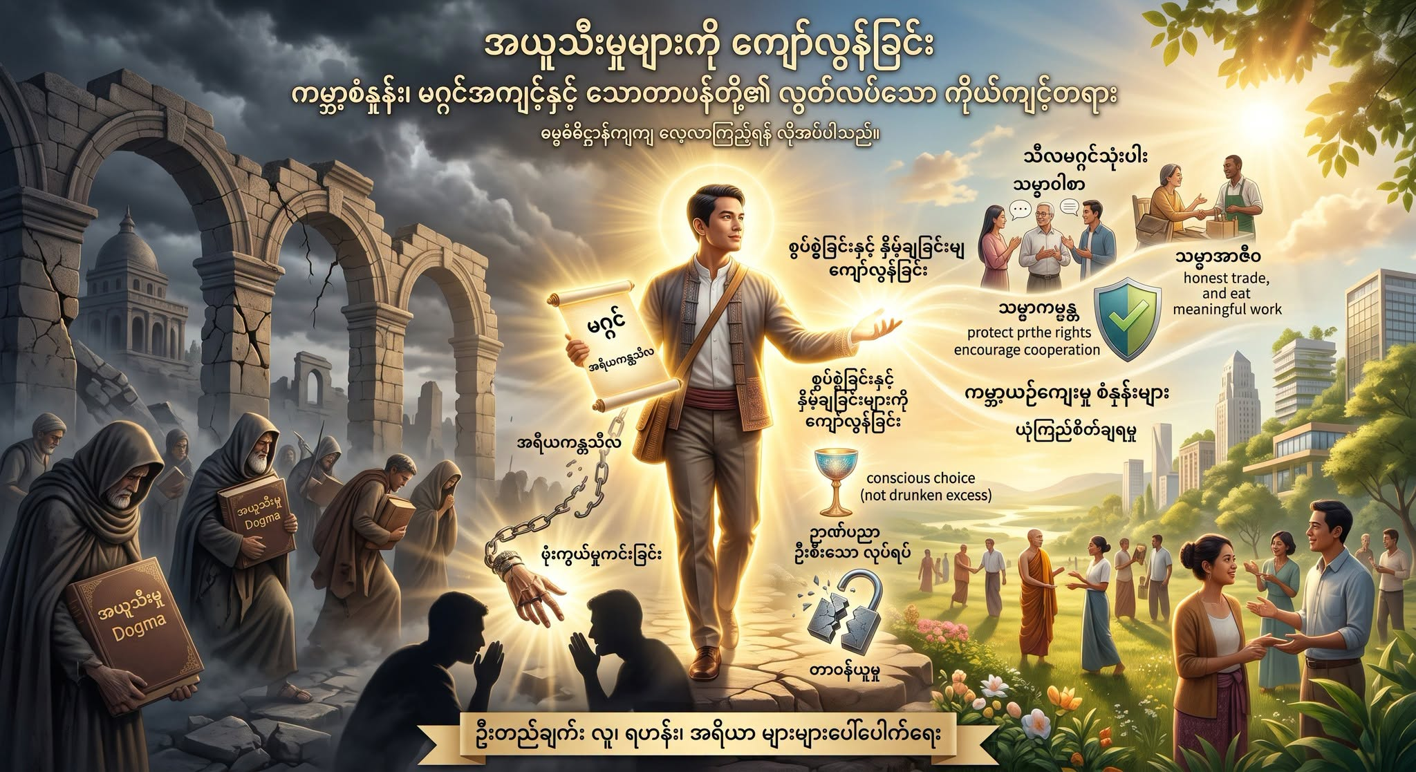 ဘာသာရေး အယူသီးမှုများကို ကျော်လွန်ခြင်း- ကမ္ဘာ့စံနှုန်း၊ မဂ္ဂင်အကျင့်နှင့် သောတာပန်တို့၏ လွတ်လပ်သော ကိုယ်ကျင့်တရား